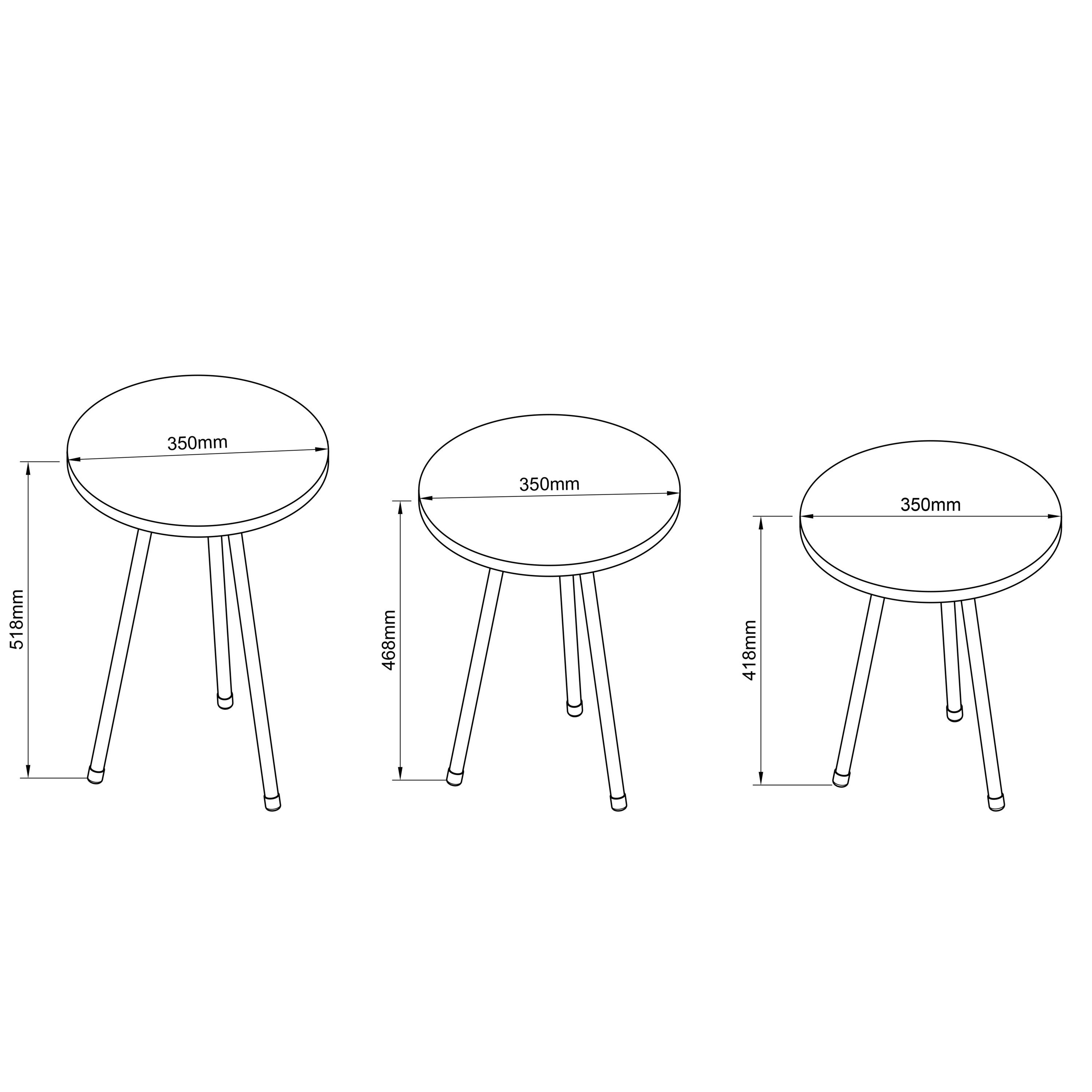 VCM Couchtisch Mirola 3er Set B. 34 x T. 34 x H. 52 cm, Marmor-Optik, stabiler Wohnzimmertisch – Bild 5 von 5