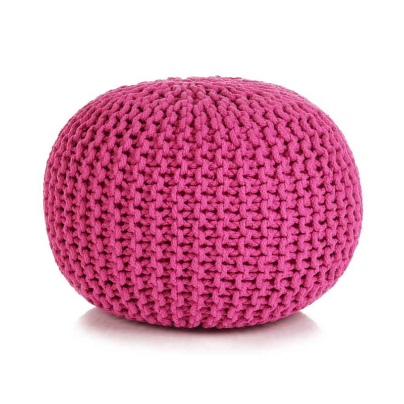 vidaXL Polsterhocker Handgestrickter Pouf Baumwolle 50 x 35 cm Rosa (1 St)