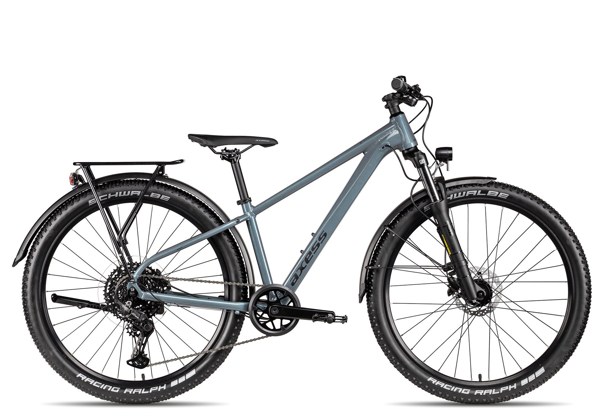 Axess Mountainbike Brash DX 27.5, 10 Gang Shimano Cues RD-U6002 Schaltwerk, Kettenschaltung, Straßenausstattung schwarz/grau