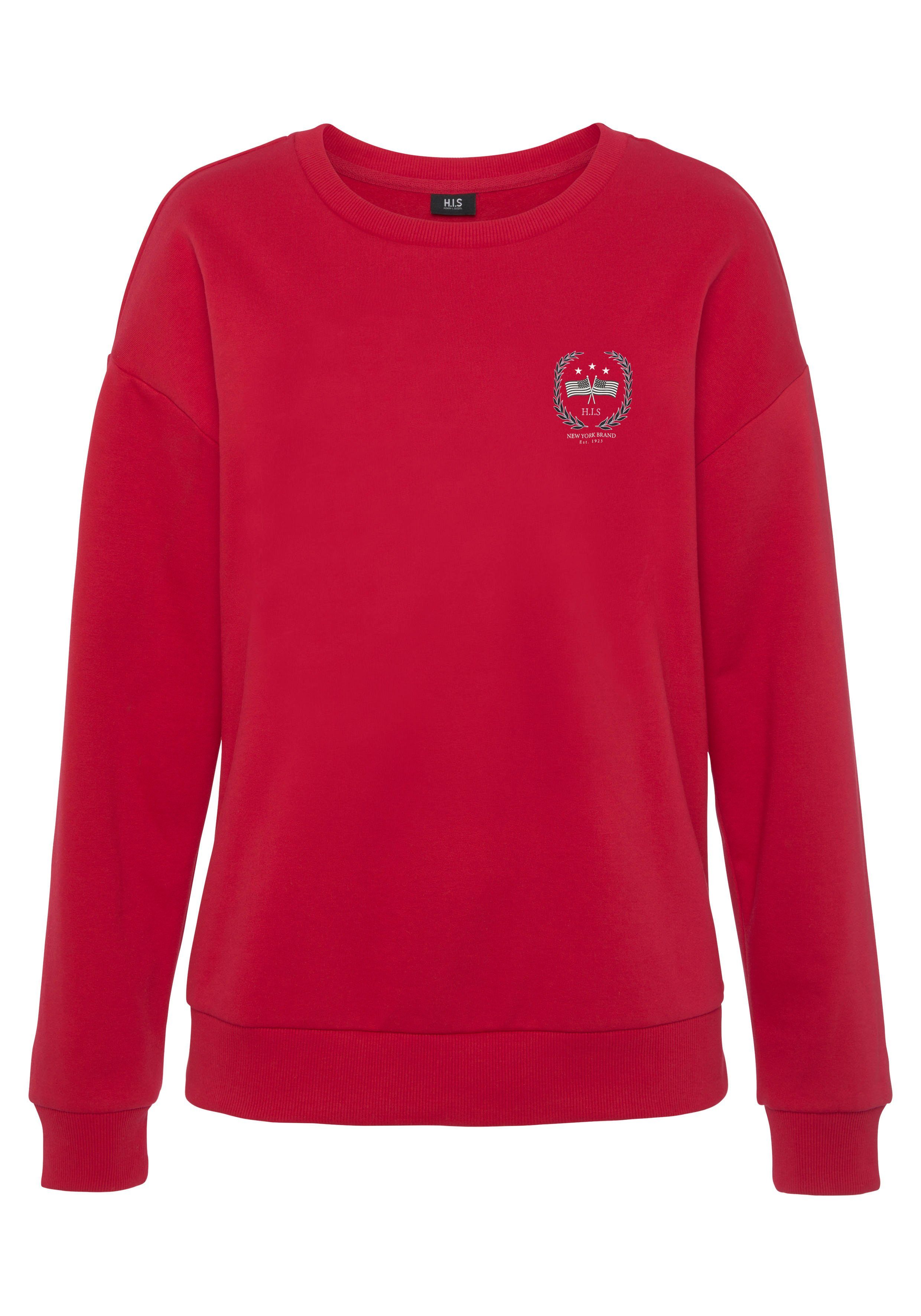 H.I.S Sweatshirt (1-tlg) mit rot Logo-Druck, trendigem Loungeanzug