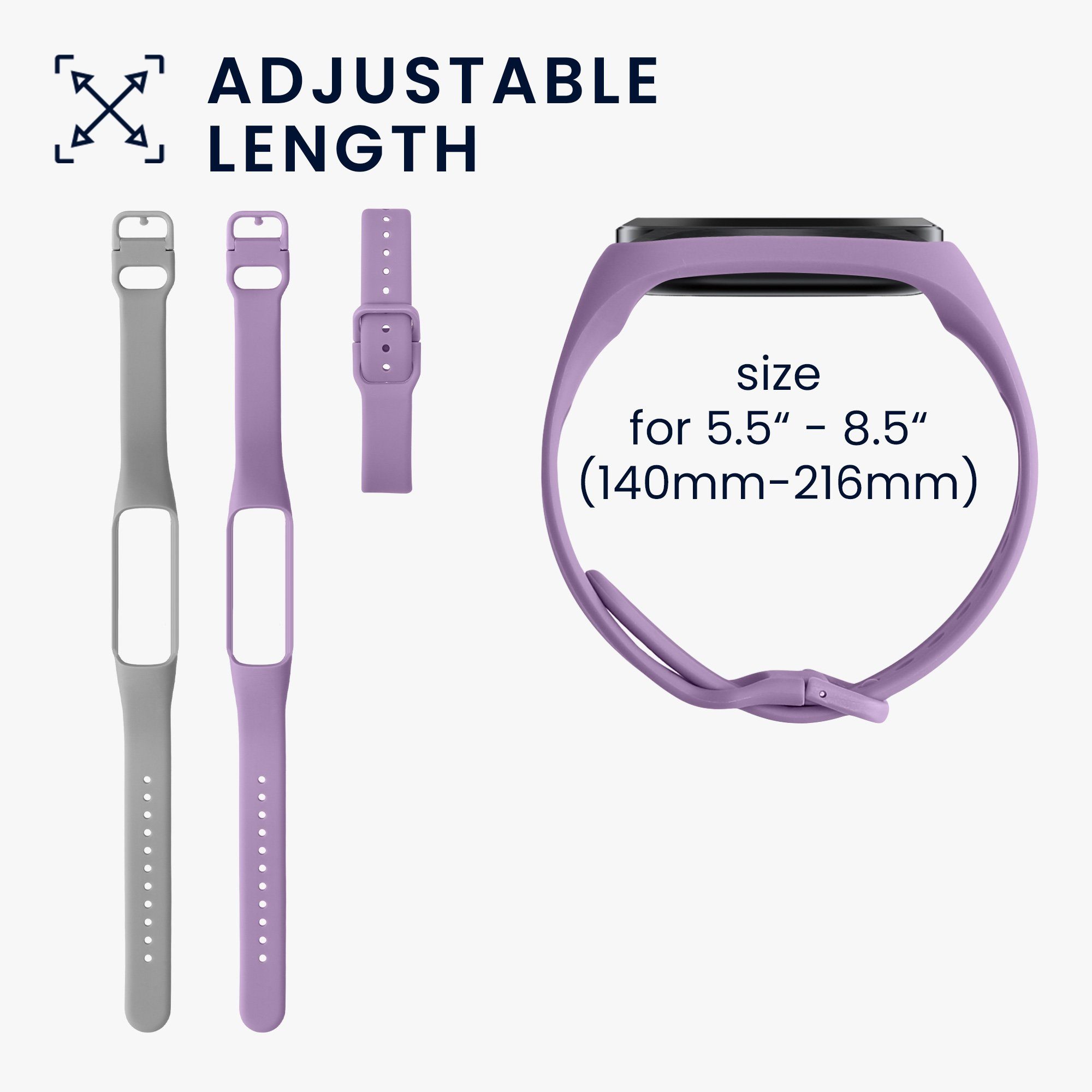 Uhrenarmband für Silikon 2x Fit 2, Grau kwmobile Samsung Fitnesstracker Galaxy Armband Sportarmband Set TPU