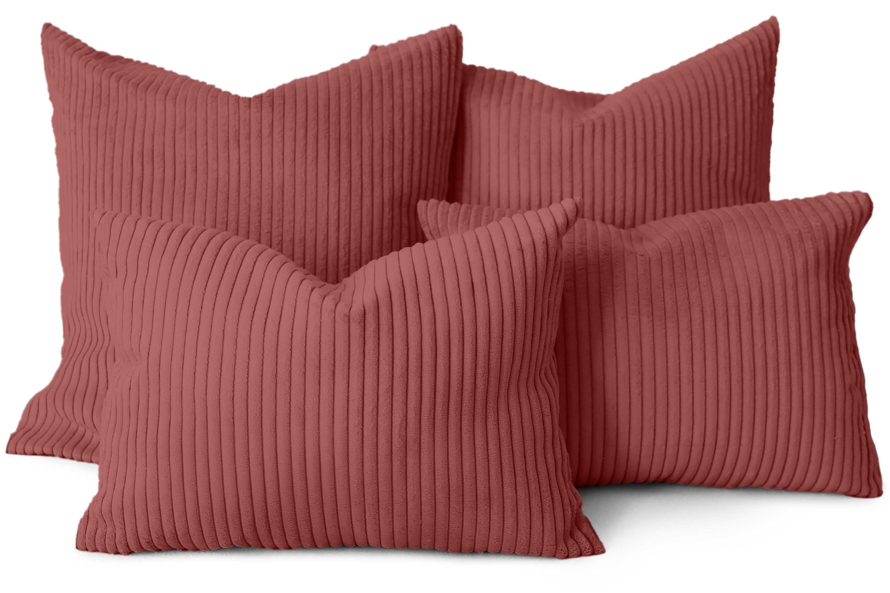 Amilian Dekokissen Sofakissen Cord-Optik 4er Set mit Füllung 2x 40x40 + 2x 35x45 cm, mit Füllung, Hotelverschluss, formstabil