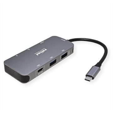 ROLINE USB 3.2 Gen 2 Typ C Multiport Dockingstation, 4K HDMI, LAN Computer-Adapter USB Typ C (USB-C) Männlich (Stecker) zu HDMI Typ A Weiblich (Buchse)