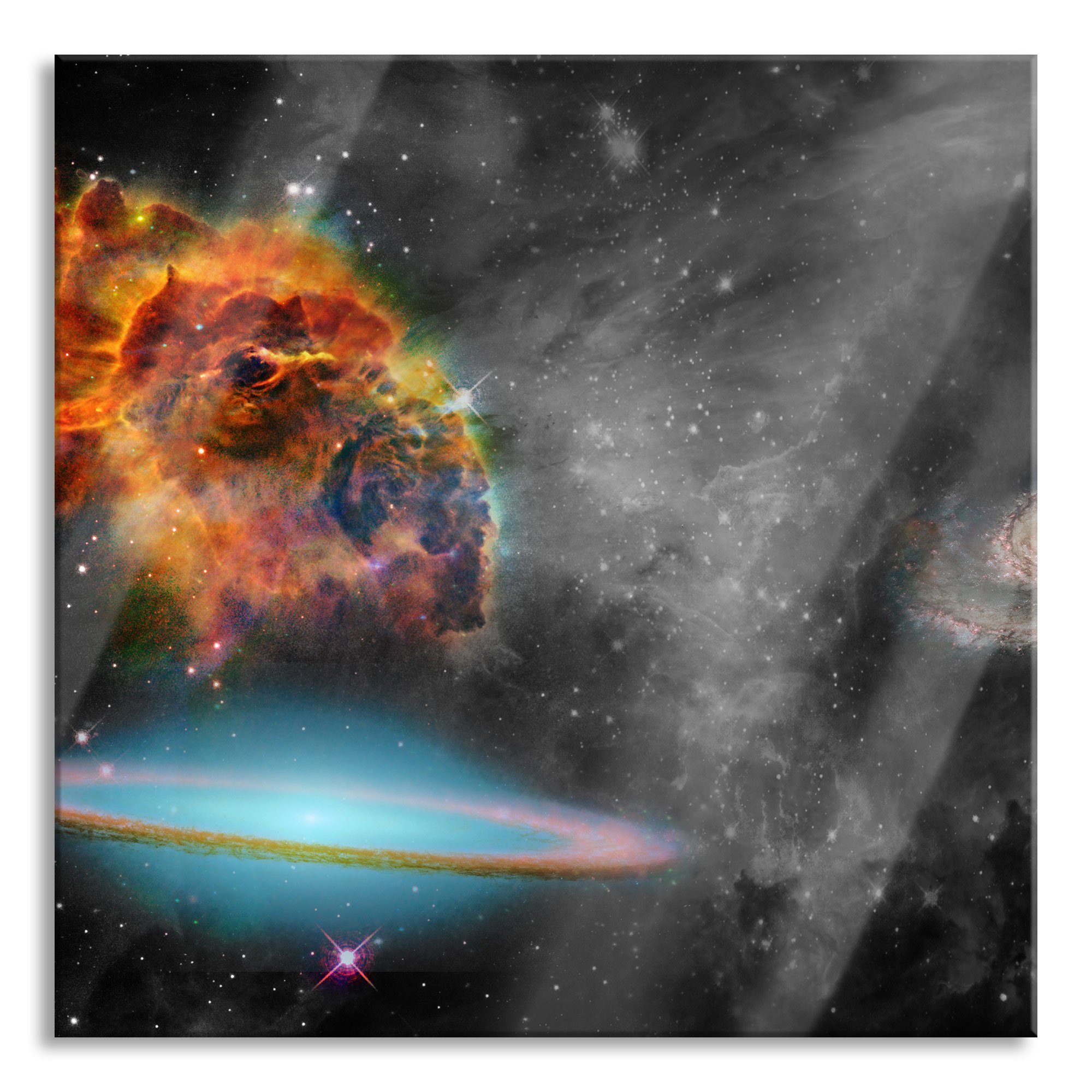 Pixxprint Glasbild beeindruckende Galaxie, beeindruckende Galaxie (1 St), Glasbild aus Echtglas, inkl. Aufhängungen und Abstandshalter