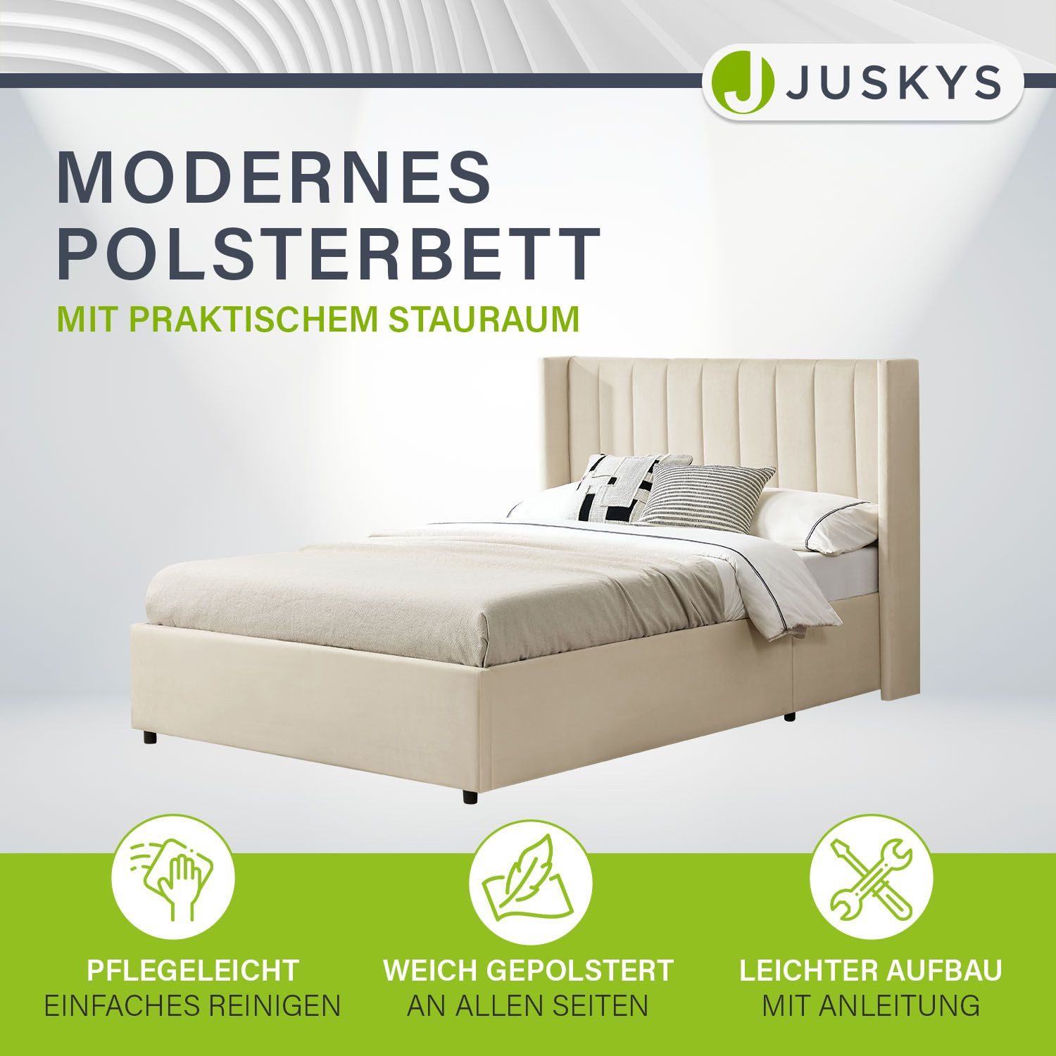 Juskys Polsterbett Savona, großer Stauraum, mit Gasdruckfeder, weicher Samt günstig online kaufen