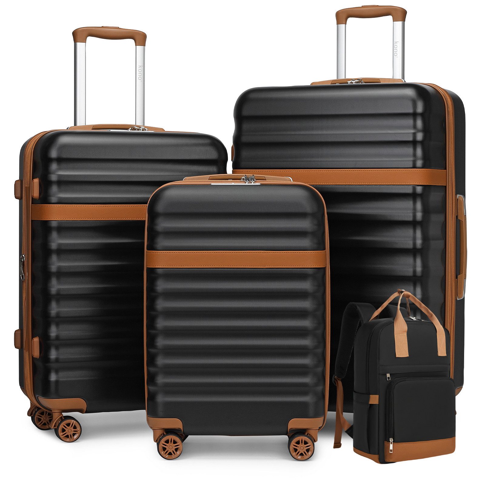 KONO Kofferset ABS+PC Hartschalen-Trolley (55/65/75 cm) + Laptop-Rucksack ( günstig online kaufen