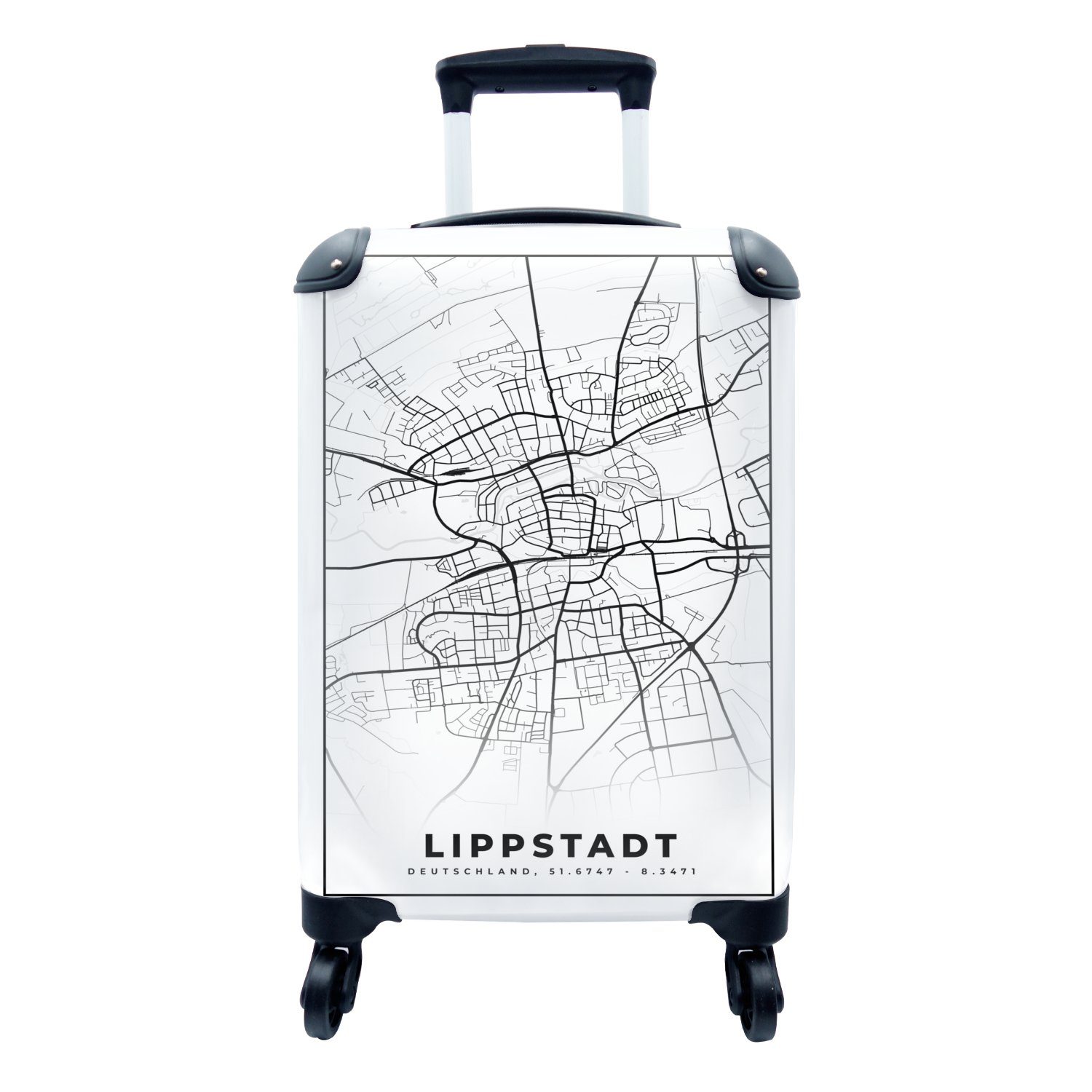 4 Reisetasche - mit Handgepäck Handgepäckkoffer Reisekoffer für Trolley, - Karte rollen, MuchoWow Stadtplan, Rollen, Lippstadt Ferien,