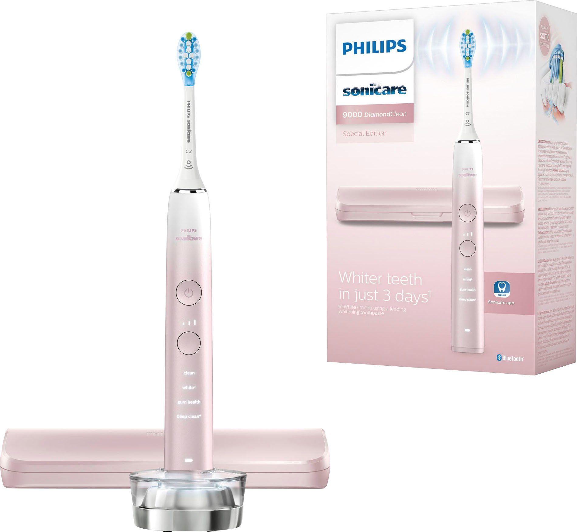 Philips Sonicare Elektrische Zahnbürste DiamondClean 9000 Special Edition HX9911, Aufsteckbürsten: 1 St., mit integriertem Drucksensor, 4 Putzprogramme und 3 Intensitätsstufen