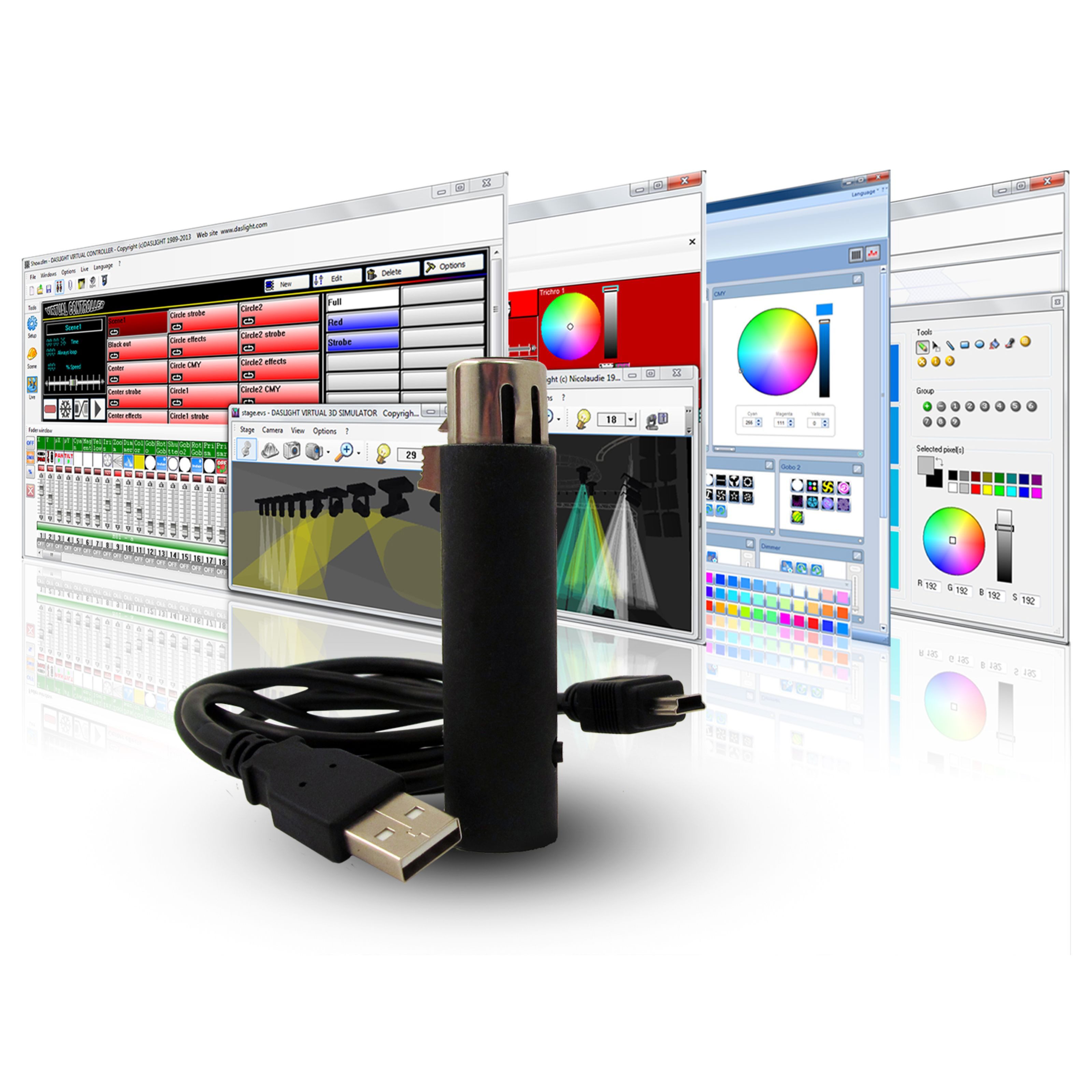 Sunlite Mischpult, (SUSHI-Z1 USB DMX Interface, Steuerungen für Licht, DMX Steuersoftware), SUSHI-Z1 USB DMX Interface - DMX Steuersoftware