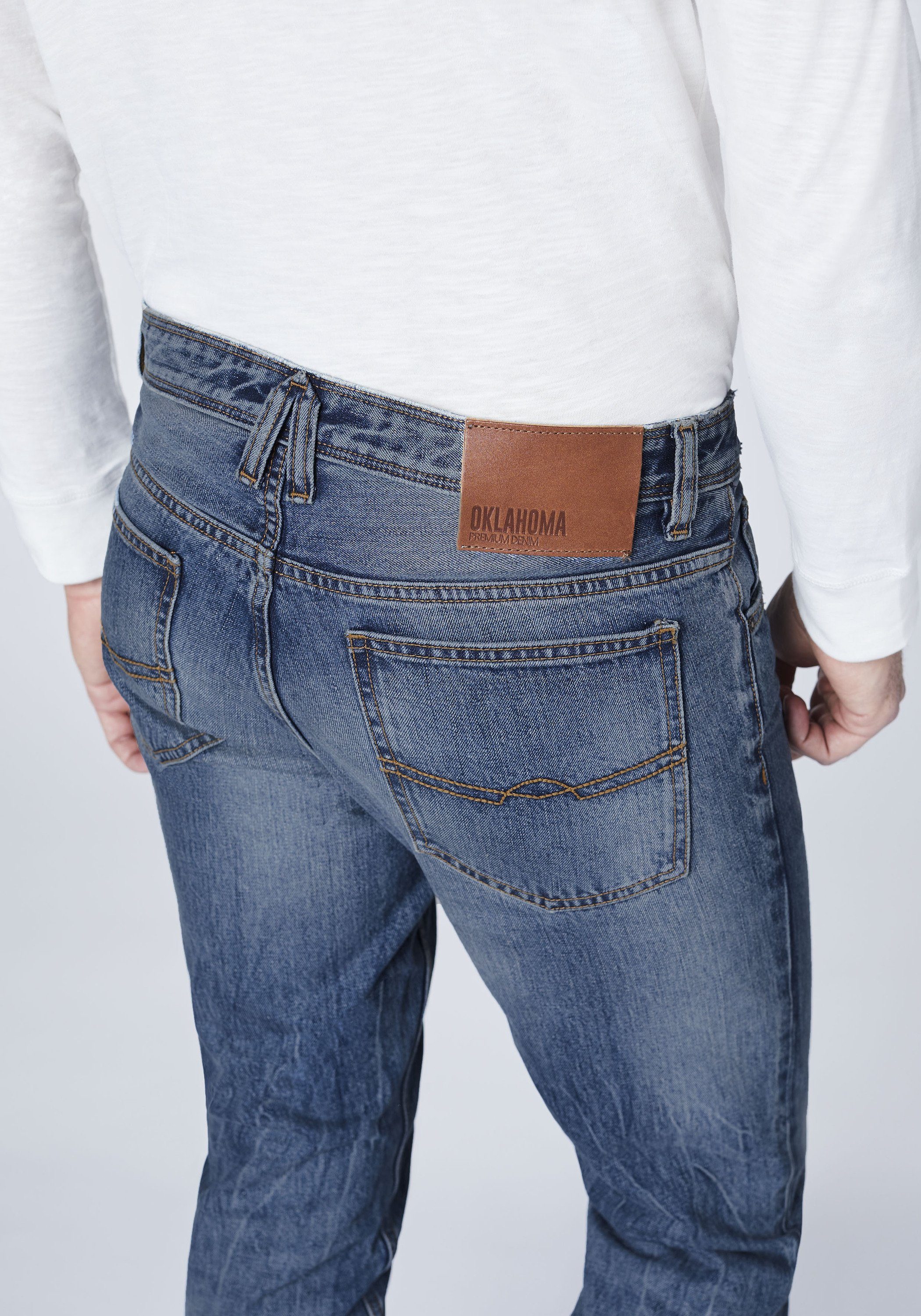 OKLAHOMA (1-tlg) Straight-Jeans 5-Pocket-Style DENIM PREMIUM im Hellblau