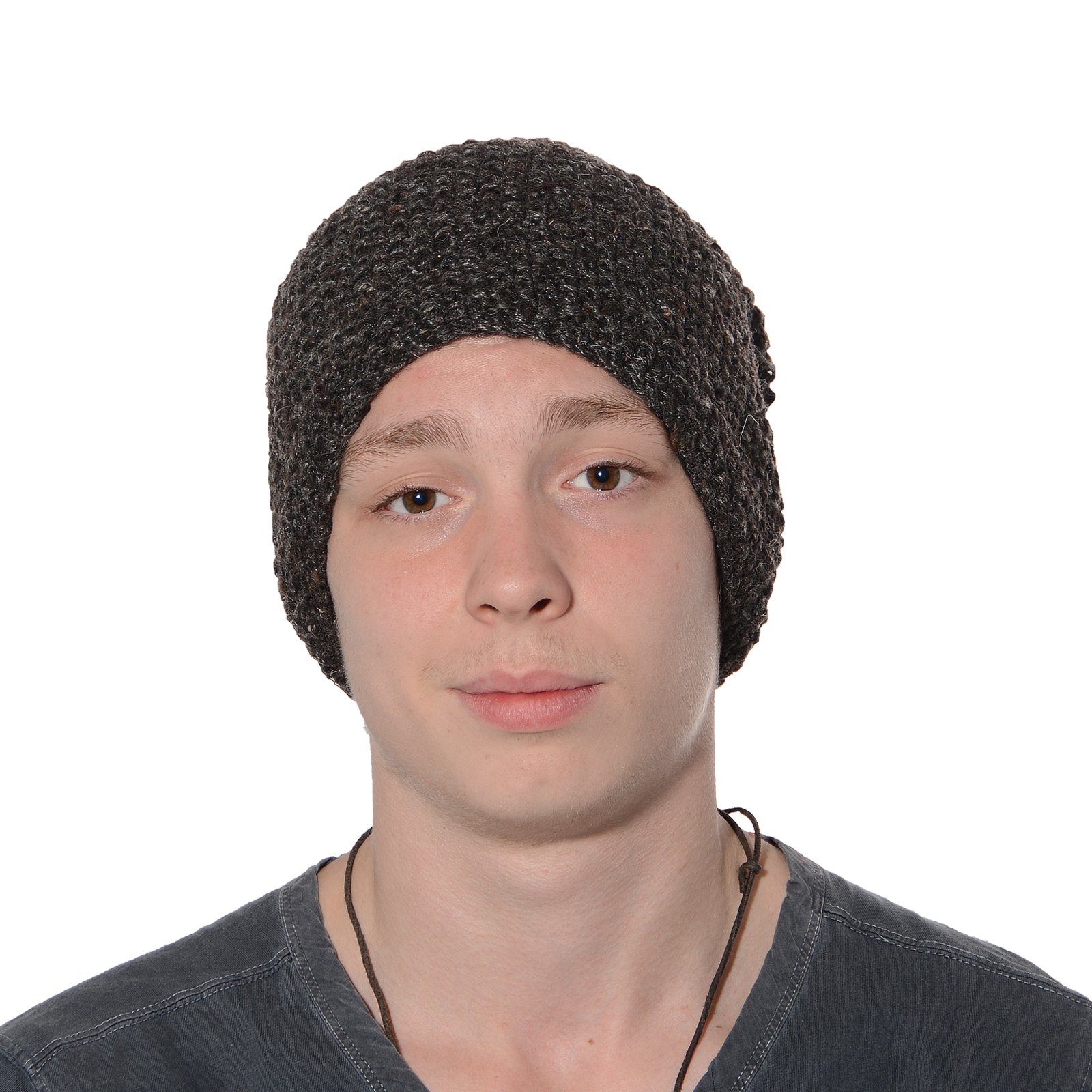 Unisex-Für UND Kunst&Magie Beanie KUNST Strickmütze Dunkelbraun Wolle+Fleecefutter Sie&Ihn Beanie MAGIE