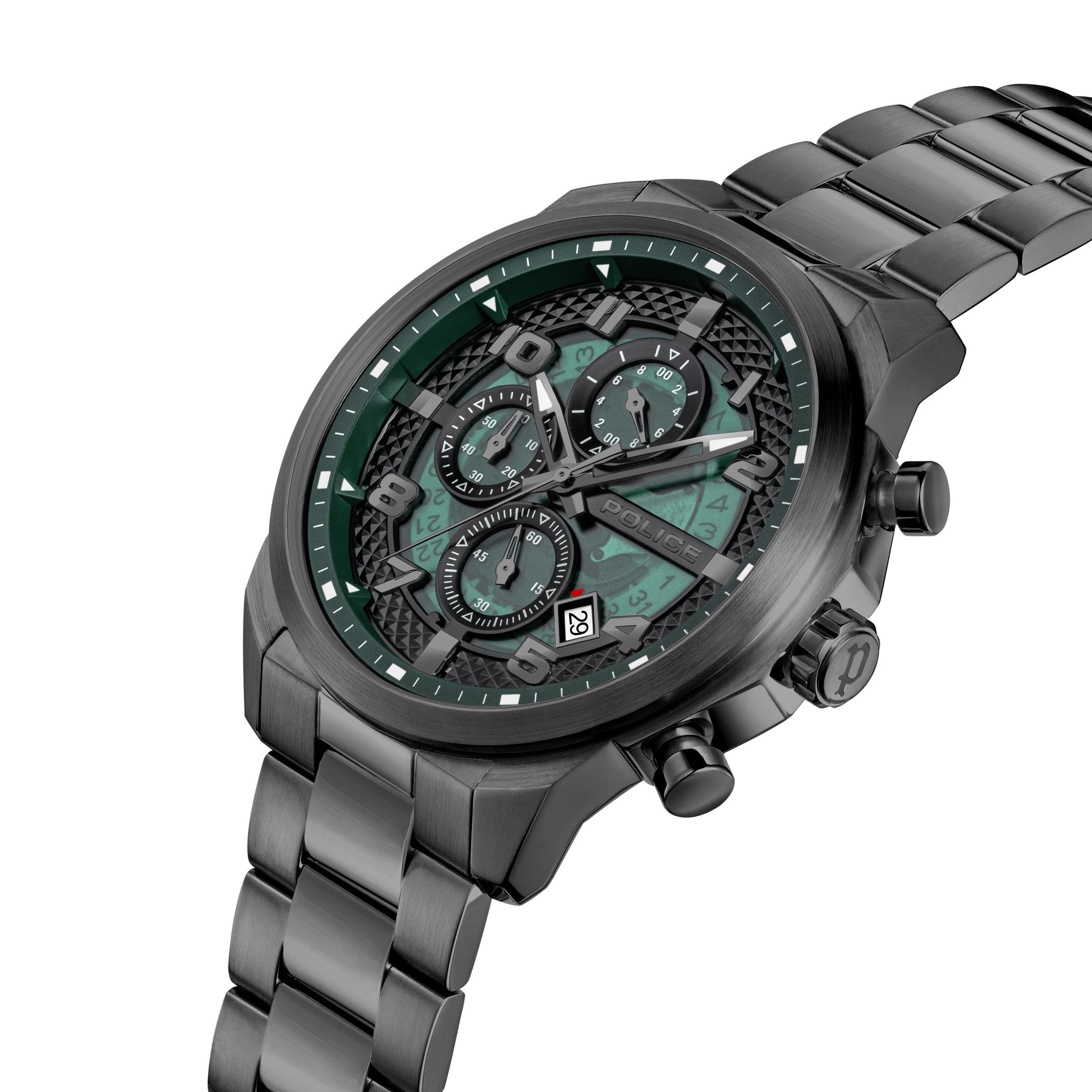 Police Chronograph Soul Set PEWGK0053903-SET, (Set, 2-tlg., mit Armband), Quarzuhr, Armbanduhr, Herrenuhr, Edelstahlarmband
