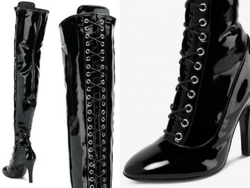Moschino Latex Lace-up High Boots Over-the-knee Overkneestiefel