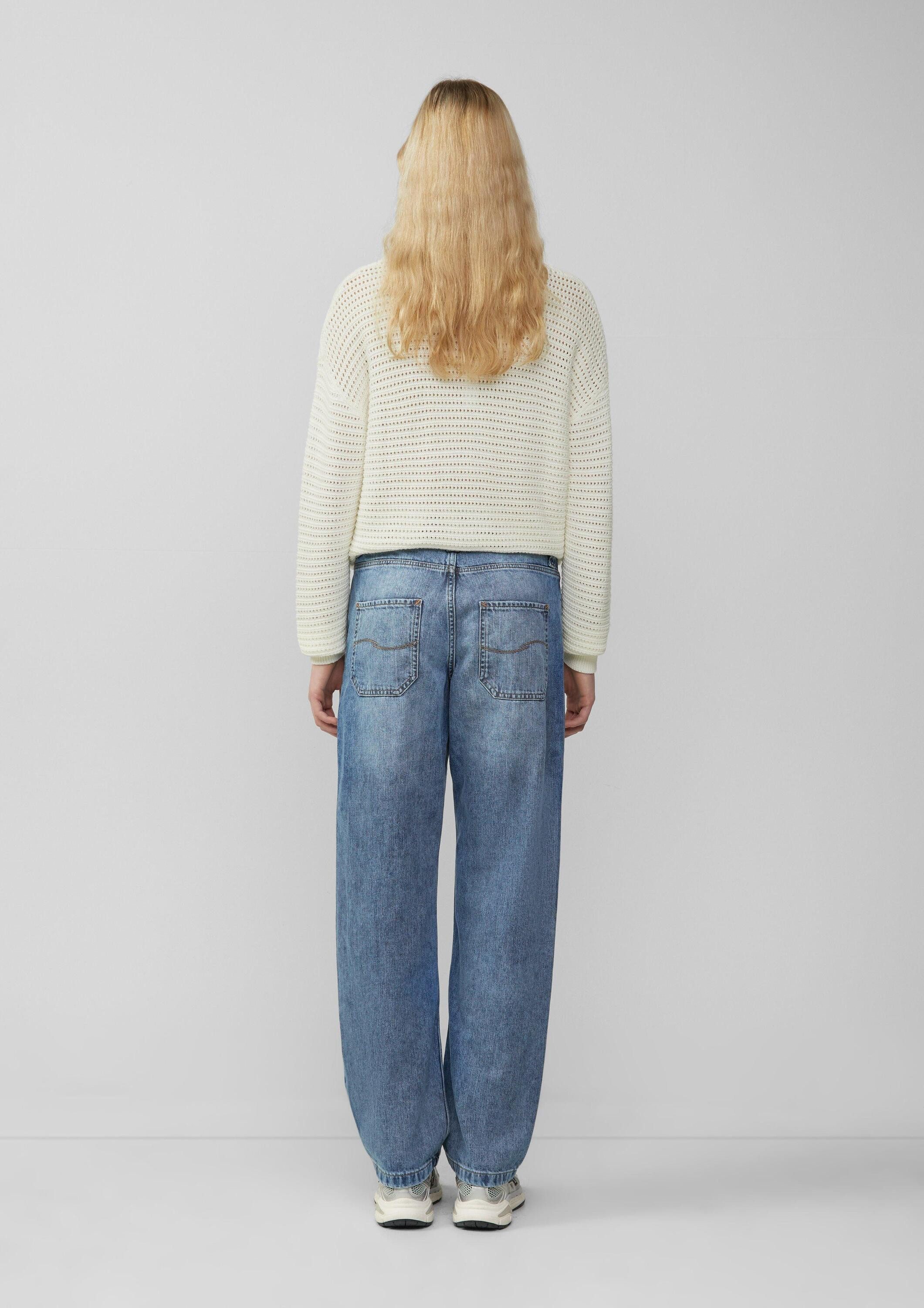 QS Longpullover Strickpullover Unisex Pullover mit Ajourmuster