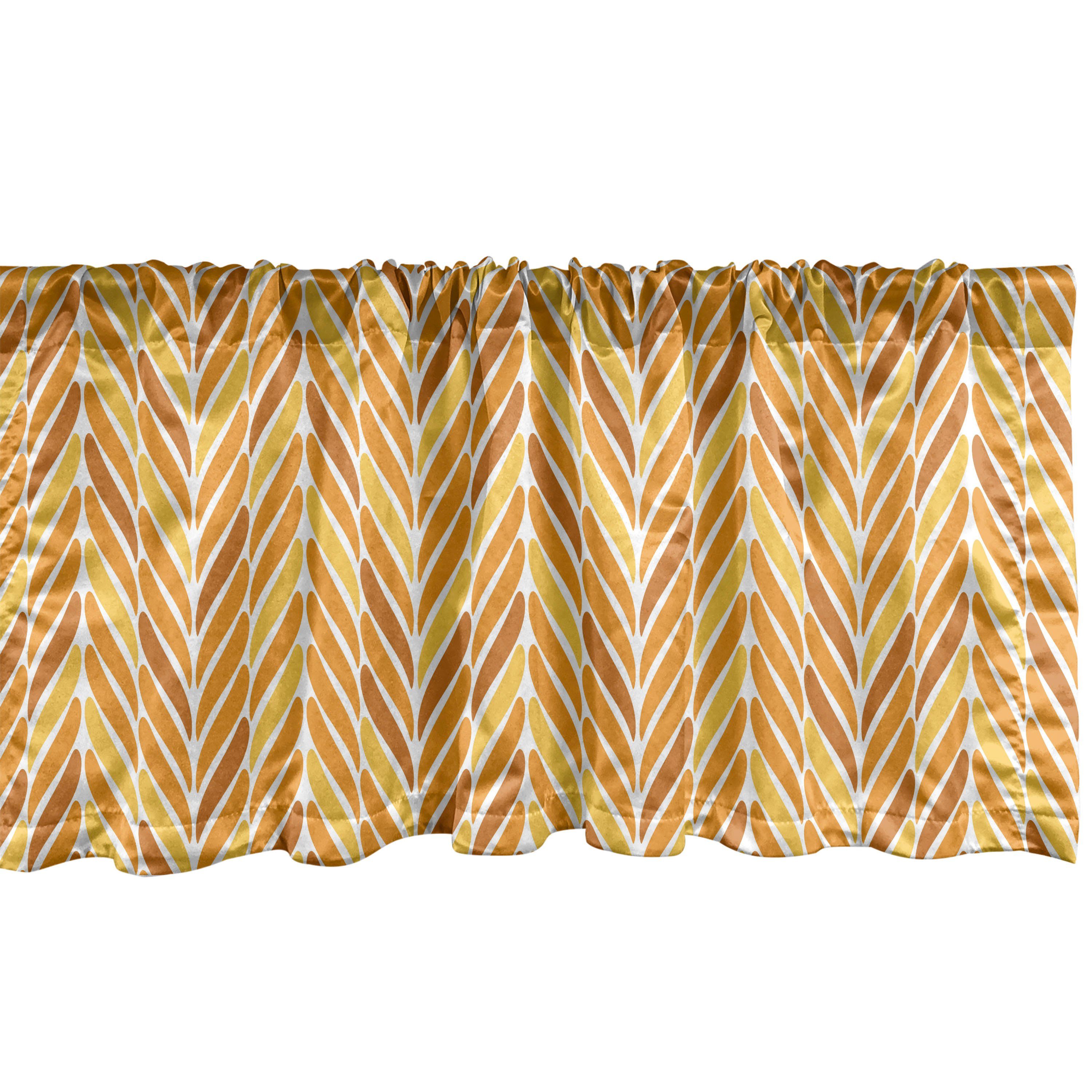 Scheibengardine Vorhang Volant für Küche Schlafzimmer Dekor mit Stangentasche, Abakuhaus, Microfaser, Orange und Gelb Blatt wie Motif