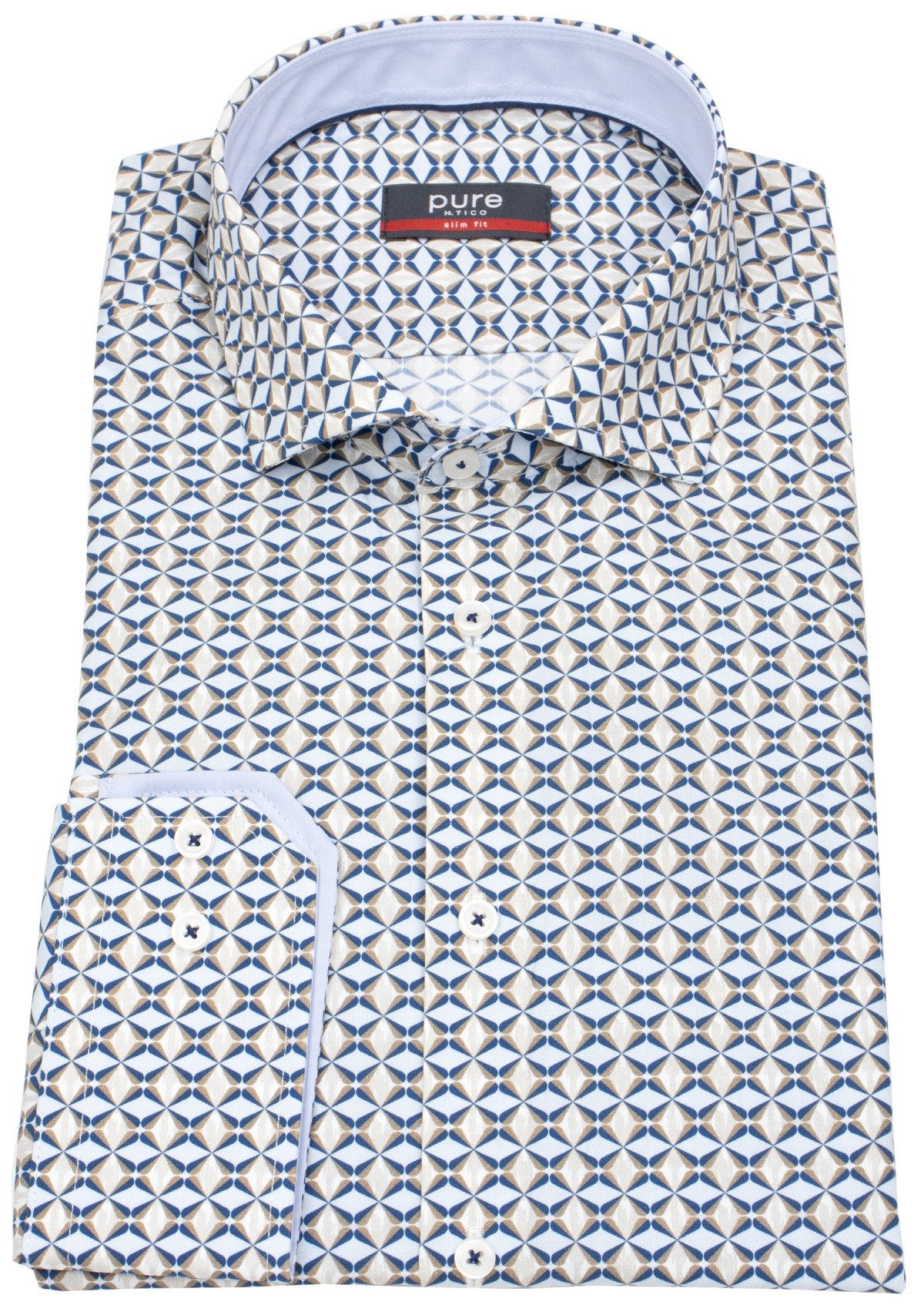 Pure Langarmhemd Slim Fit stark tailliert Haifischkragen