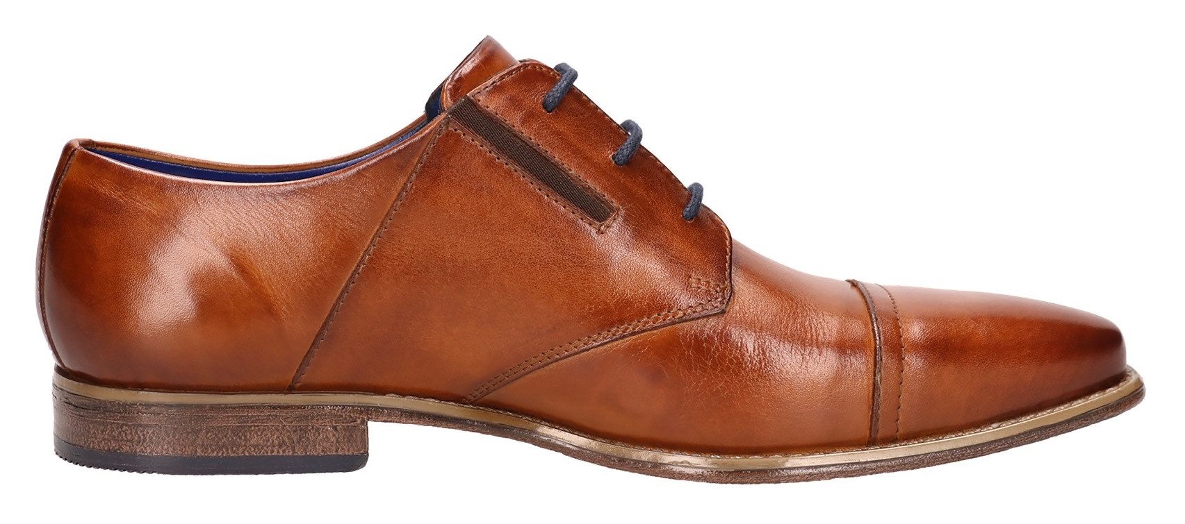 bugatti Schnürschuh, Blockabsatz, Abendschuh, Festtagsschuh mit Stretcheinsätzen