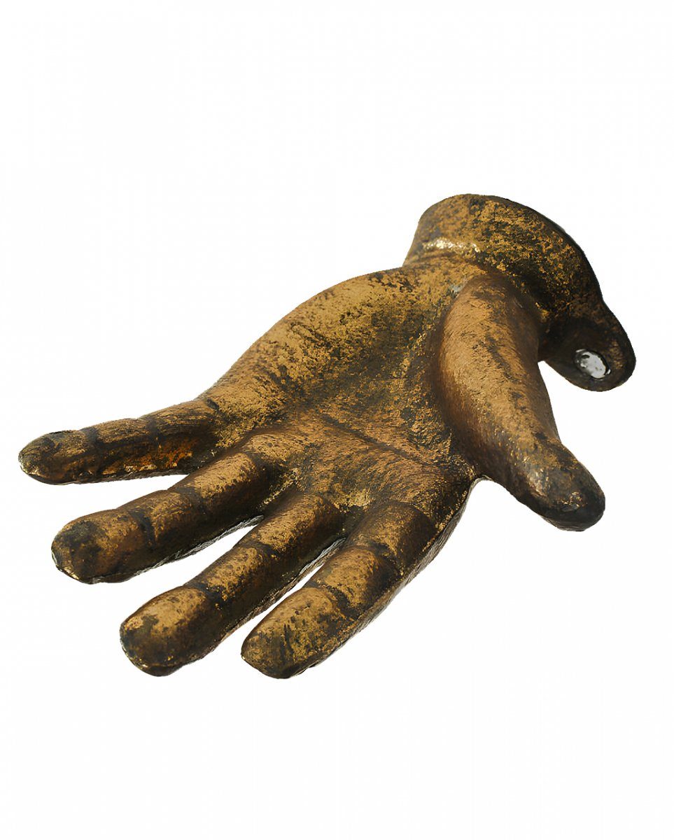 Horror-Shop Dekofigur Messingfarbene Hand Wanddekoration 13,5 cm