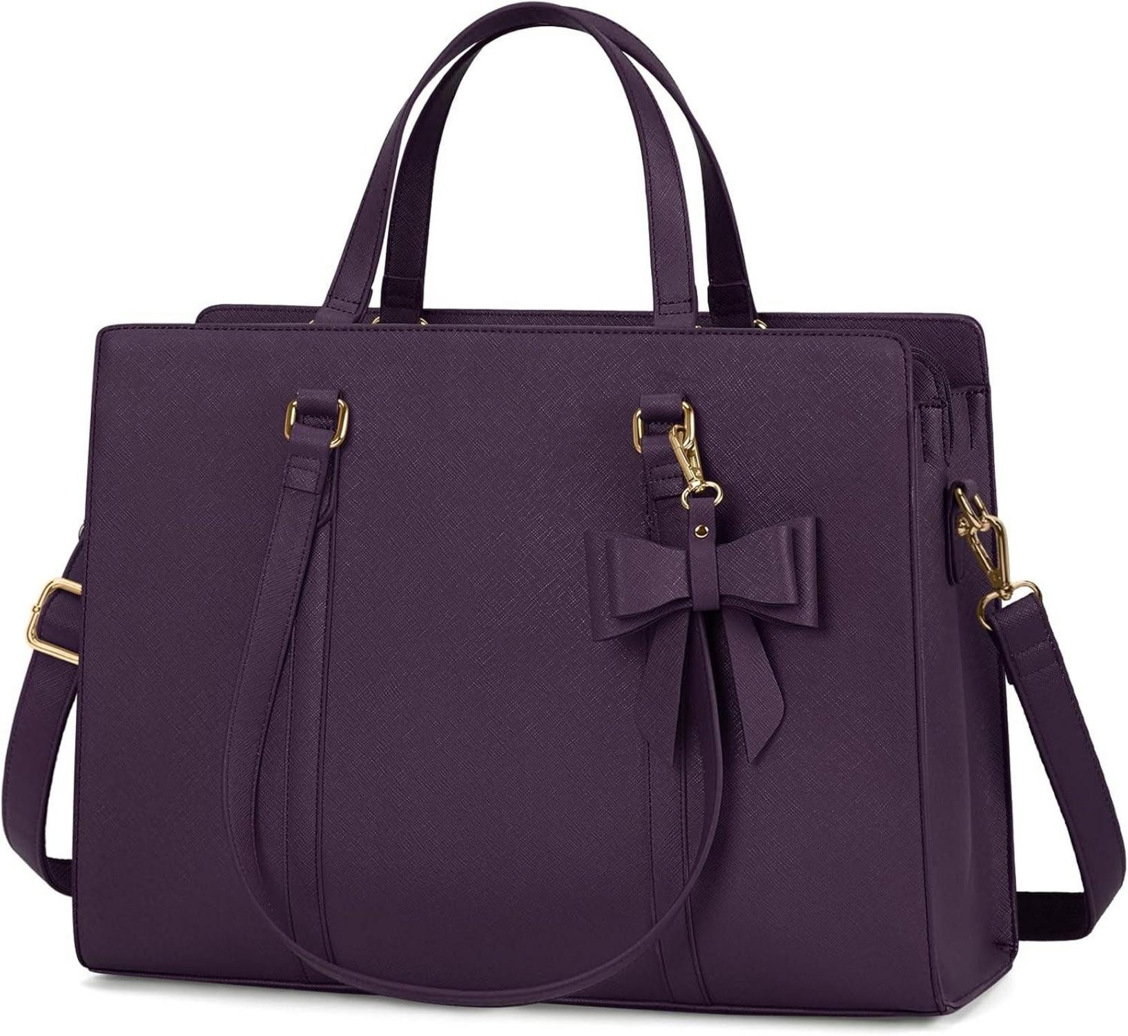 Umhängetasche Handtasche Damen Shopper Große Schwarz Laptoptasche 15.6 Zoll PU Leder