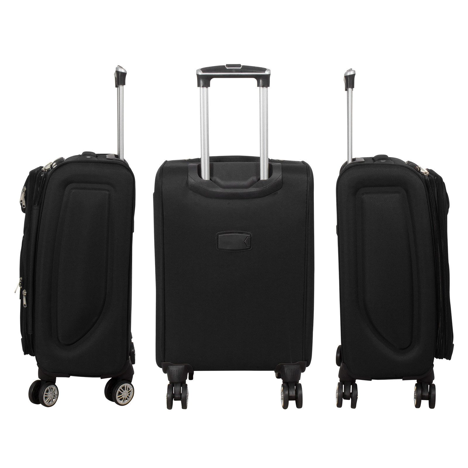Trendyshop365 Kofferset Maribor, 4 Rollen, (Trolley, 3 tlg., Nylon), Weichgepäck, Zwillingsrollen, Zahlenschloss, 2 Außentaschen, Dehnfalte