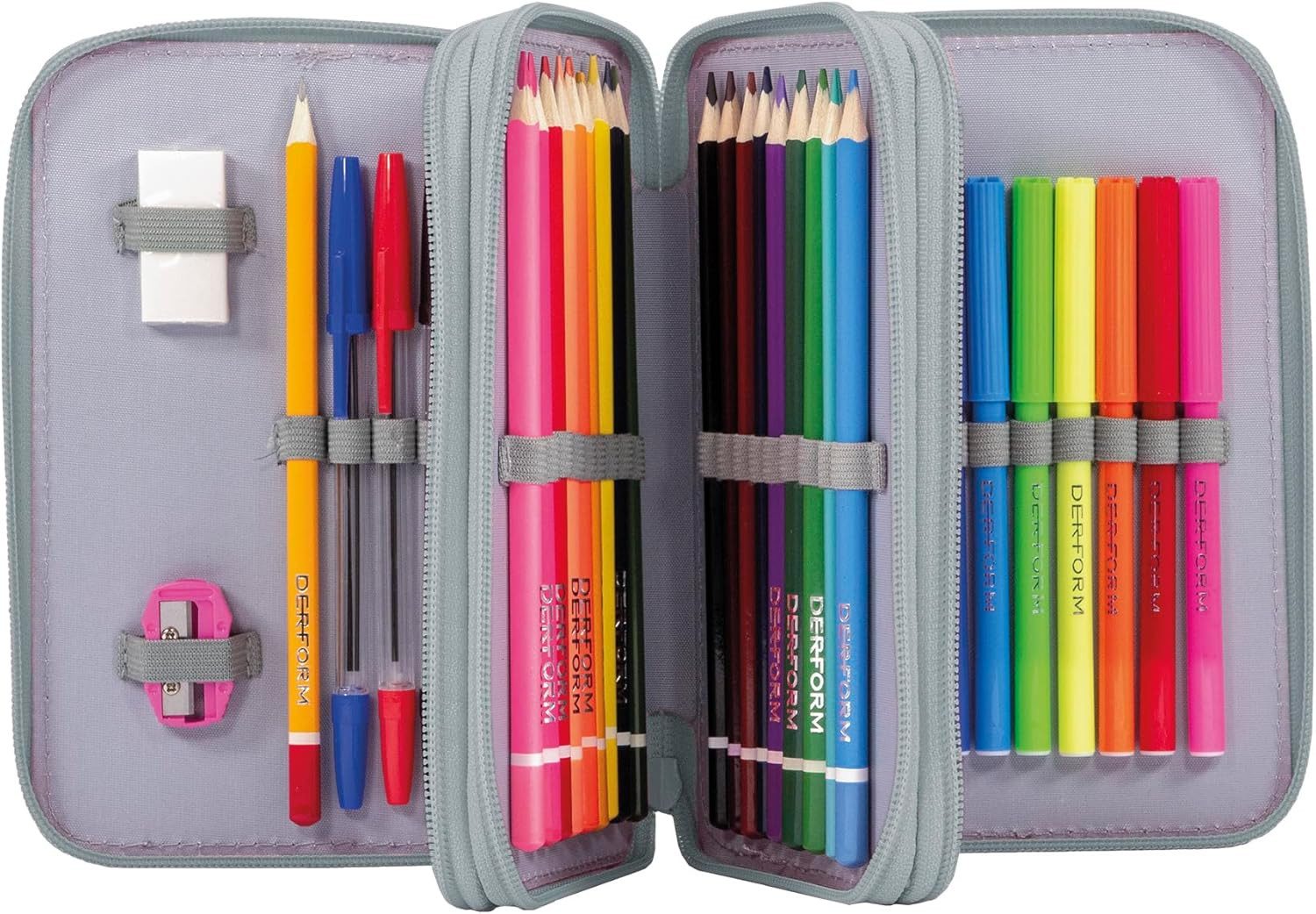 GOLDKIDS Federmäppchen 2 Fächer - Mäppchen für Mädchen - Federmappe, (2-Fach Federtasche Gefüllte Schüleretui, 1-tlg., 32-teilig - Schulmäppchen und), Hausaufgabenheft