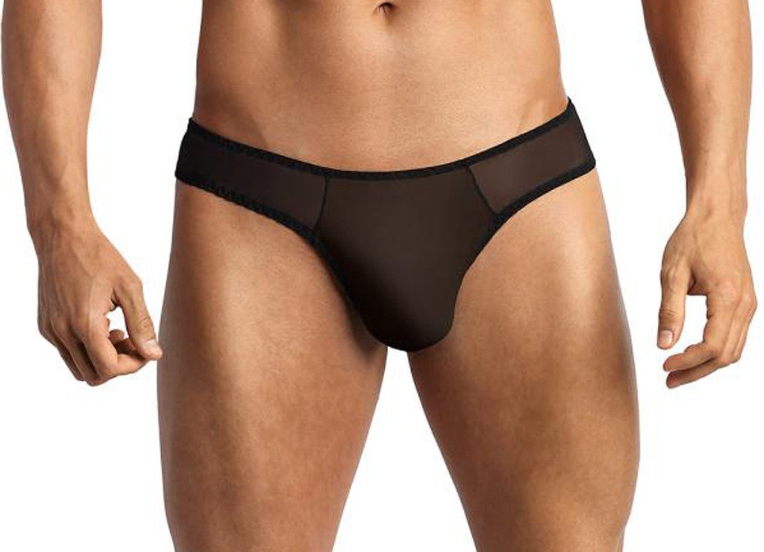 String Herren String Tanga in schwarz aus transparentem Netzmaterial elastisc