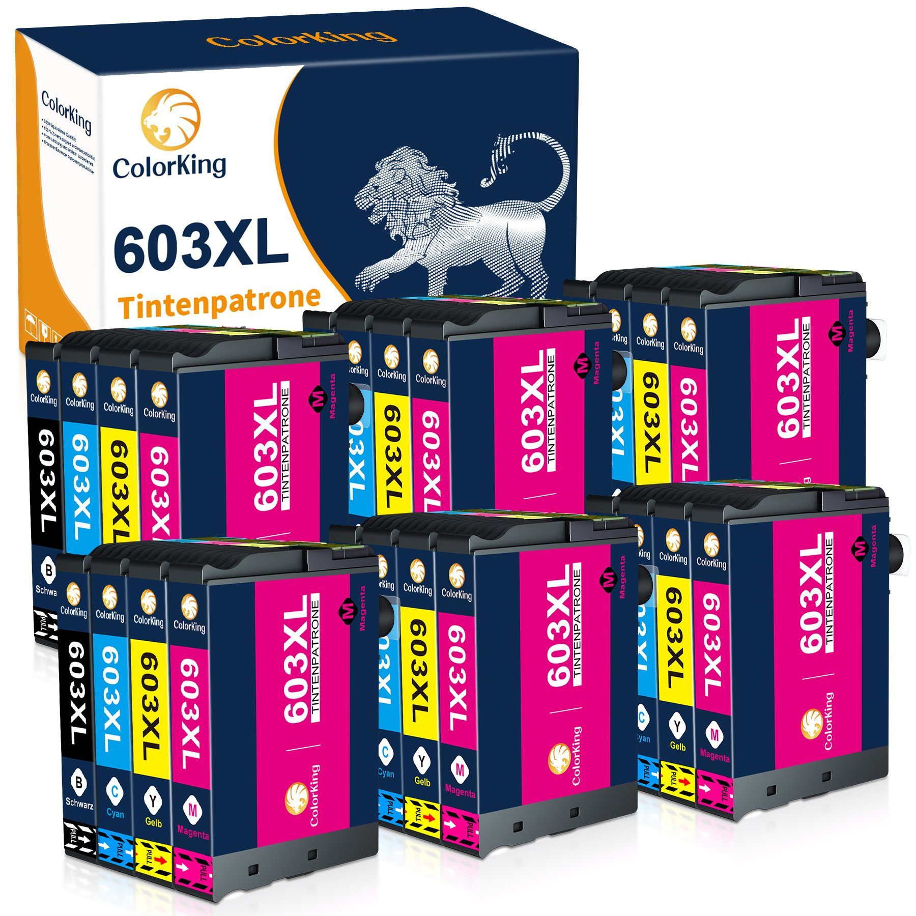 ColorKing 603XL multipack Tintenpatrone (Ersatz für Workforce WF-2835 2850 2830 2810) 6* Schwarz, 6* Cyan, 6* Magenta, 6* Gelb (24er Set)