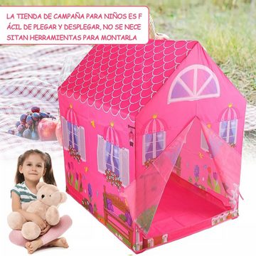 Jioson Spielzelt Schloss Haus Kinderzelt Mit 6 Meter Lichterkette,Spielzelt für Kinder (Drinnen Draußen, Rosa) Perfekt als Geschenk zu Weihnachten