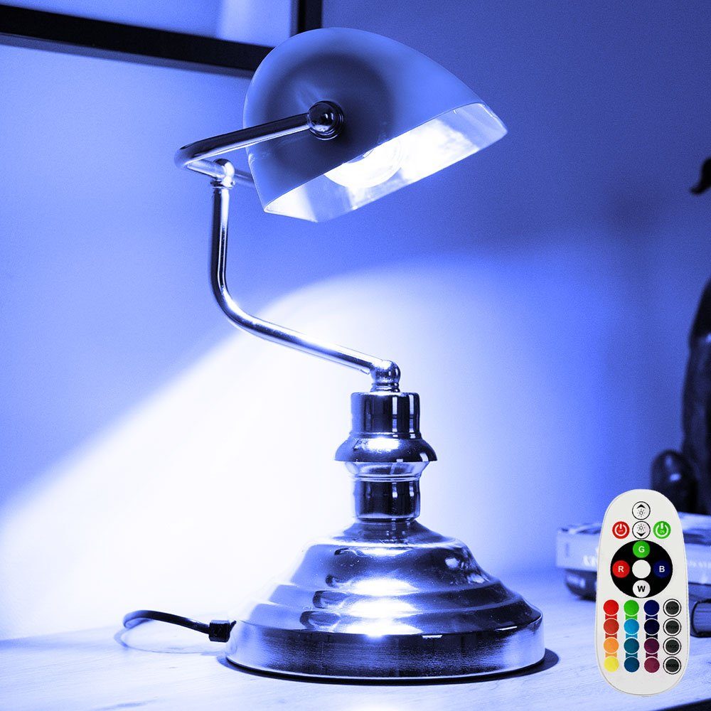 etc-shop LED Tischleuchte, Leuchtmittel inklusive, Warmweiß, Farbwechsel,  Tisch Leuchte Fernbedienung Banker Lampe grün Retro