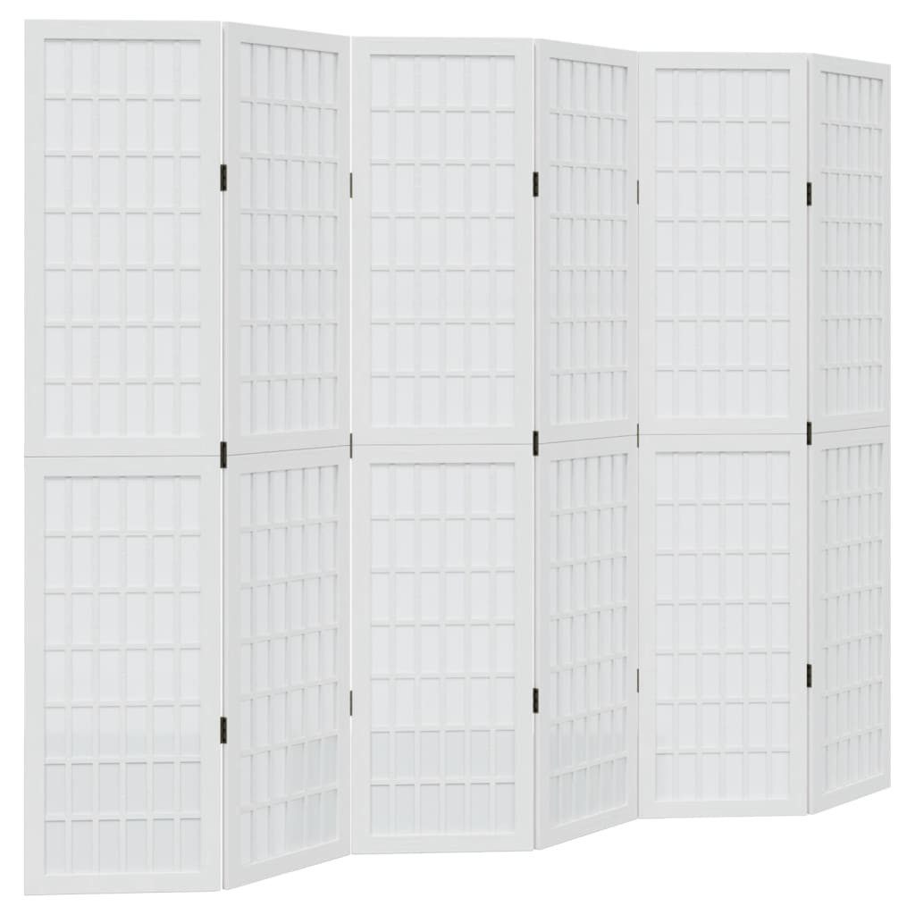 Paravent 40 x 180 cm 6-tlg Raumteiler Paravent Trennwand Spanische Wand Weiß Ma