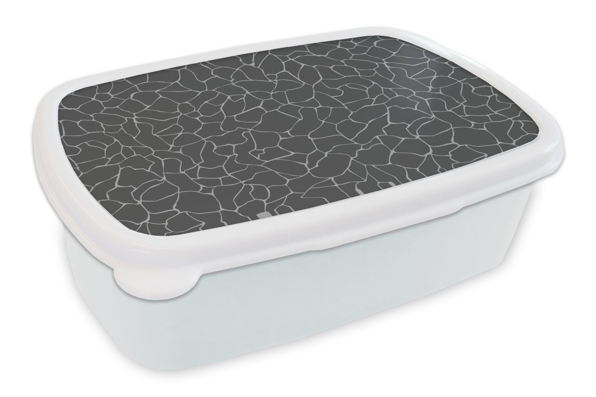 MuchoWow Lunchbox Design - Geometrie - Schwarz, Kunststoff, (2-tlg), Brotbox für Kinder und Erwachsene, Brotdose, für Jungs und Mädchen weiß