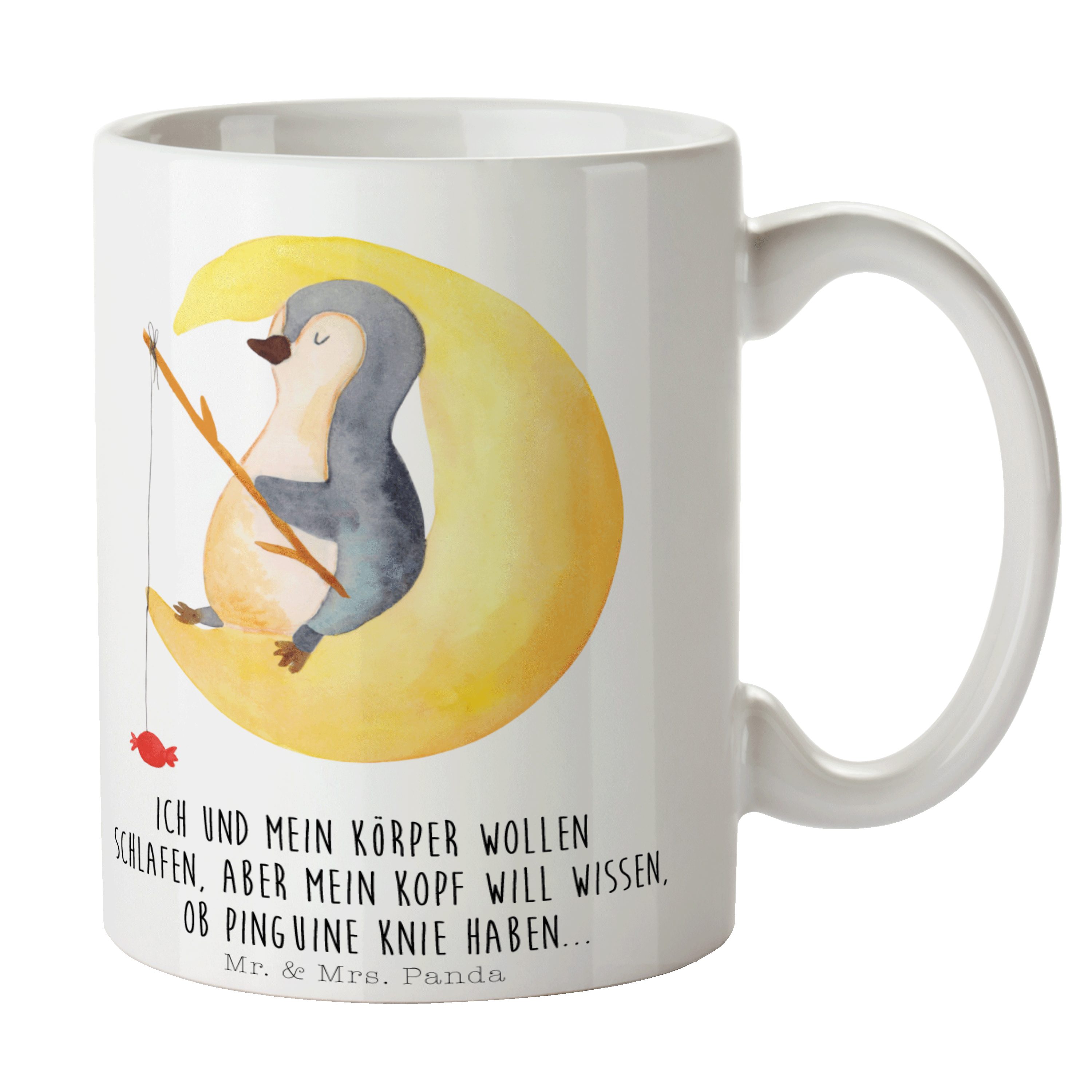 Mr. & Mrs. Panda Tasse Pinguin Mond - Weiß - Geschenk, Tasse Motive, Geschenk Tasse, Süßigke, Keramik