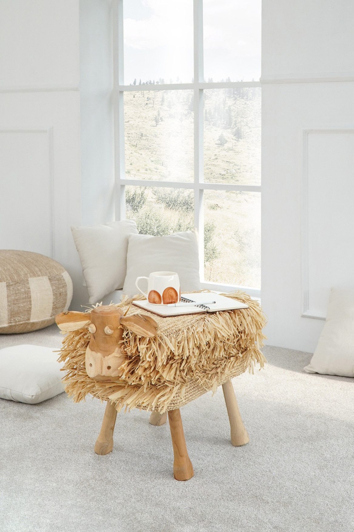 More2Home Sitzhocker, SCHAF-2, Teak, 35 x 66 cm