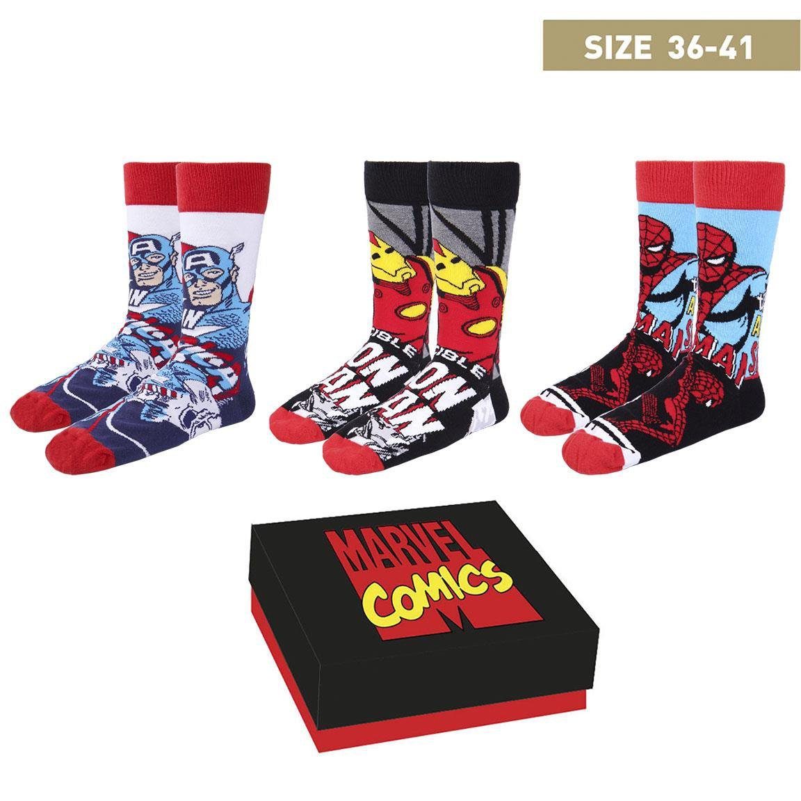 Metamorph Шкарпетки Marvel – Avengers Шкарпетки 3er-Pack Drei Paar Шкарпетки mit Avengers-Superhelden im Geschenkkarton