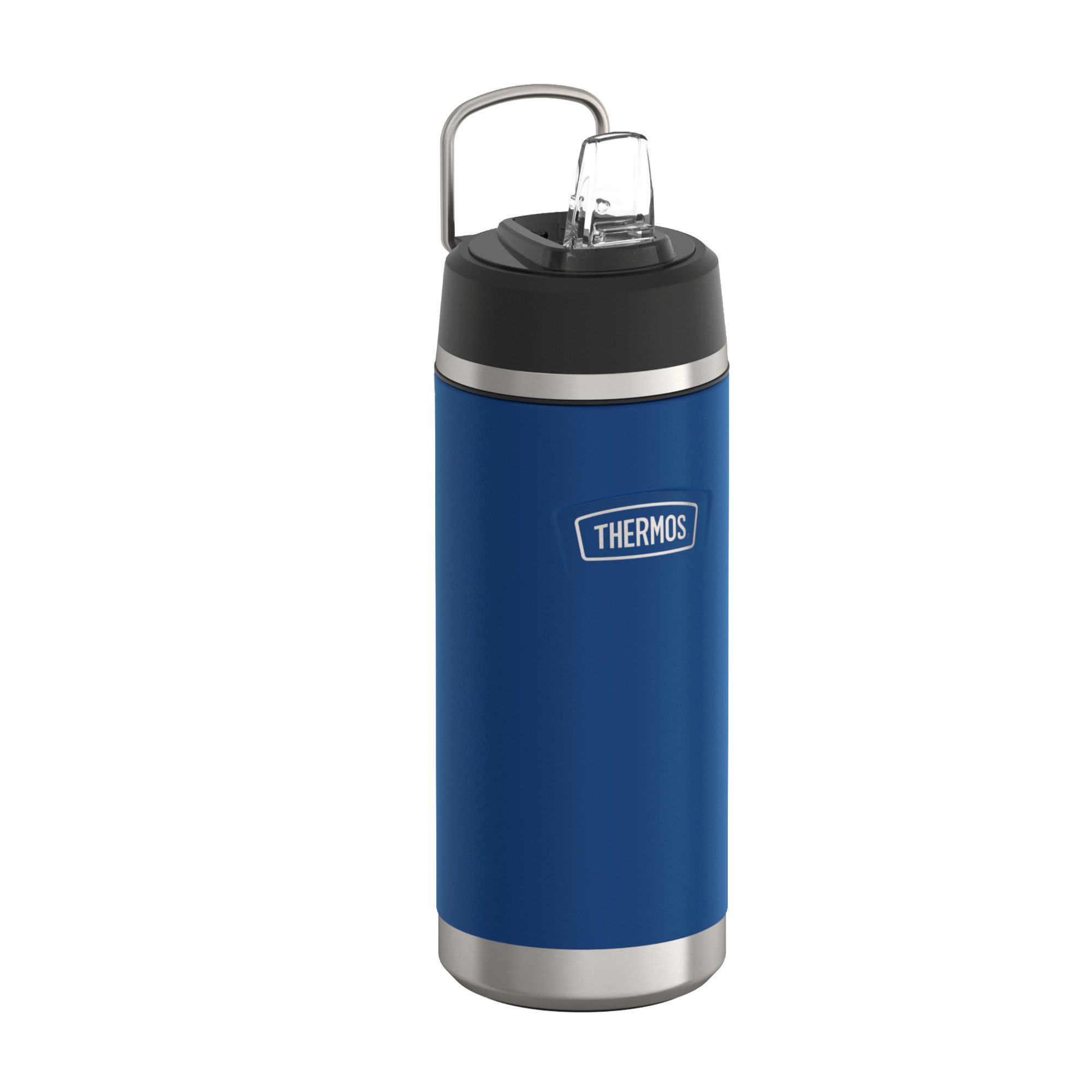 THERMOS Isolierflasche ICON WATER BOTTLE, Edelstahlkörper, spülmaschinenfest, 0,53l, 12h kalt, schappsicher mit einklappbarem Flip-Strohalm