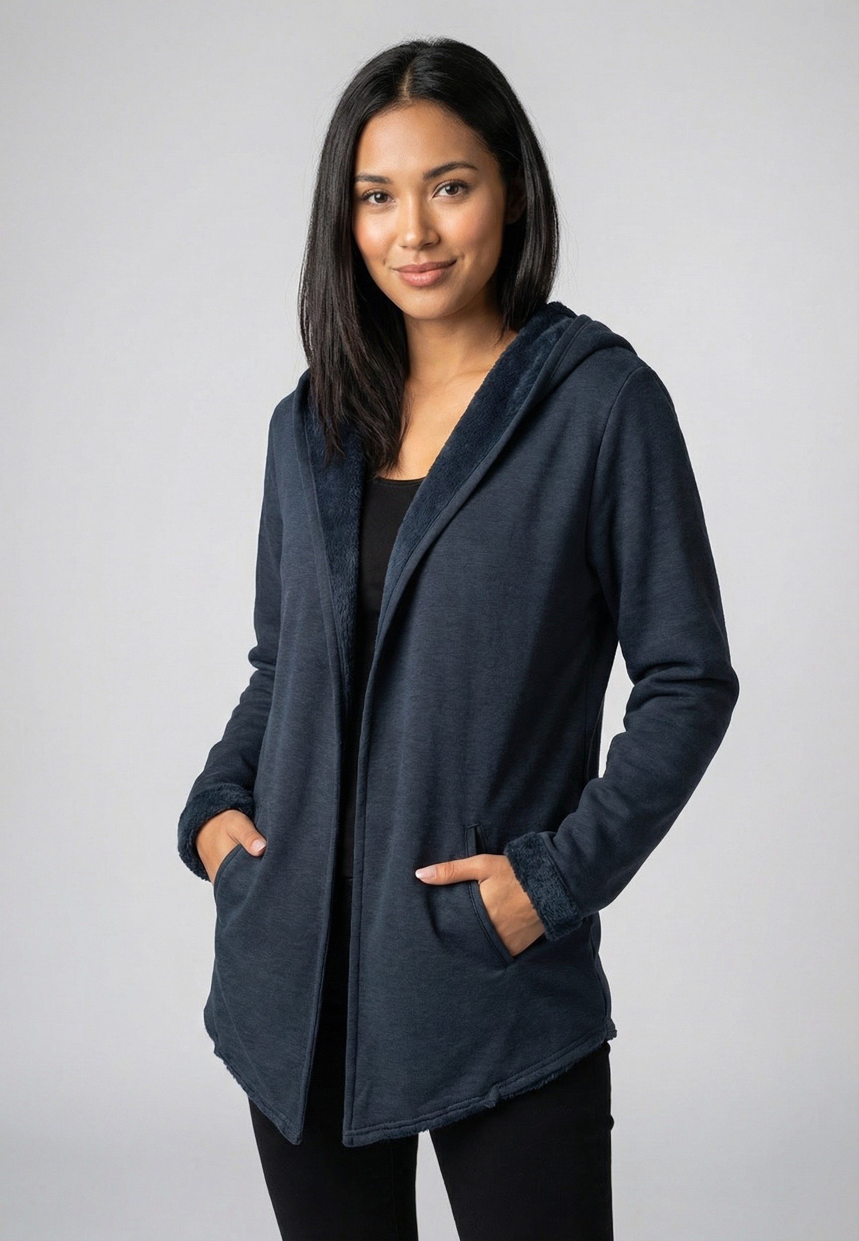 SUBLEVEL Cardigan Damen Langer Sweat Cardigan im Basic Style