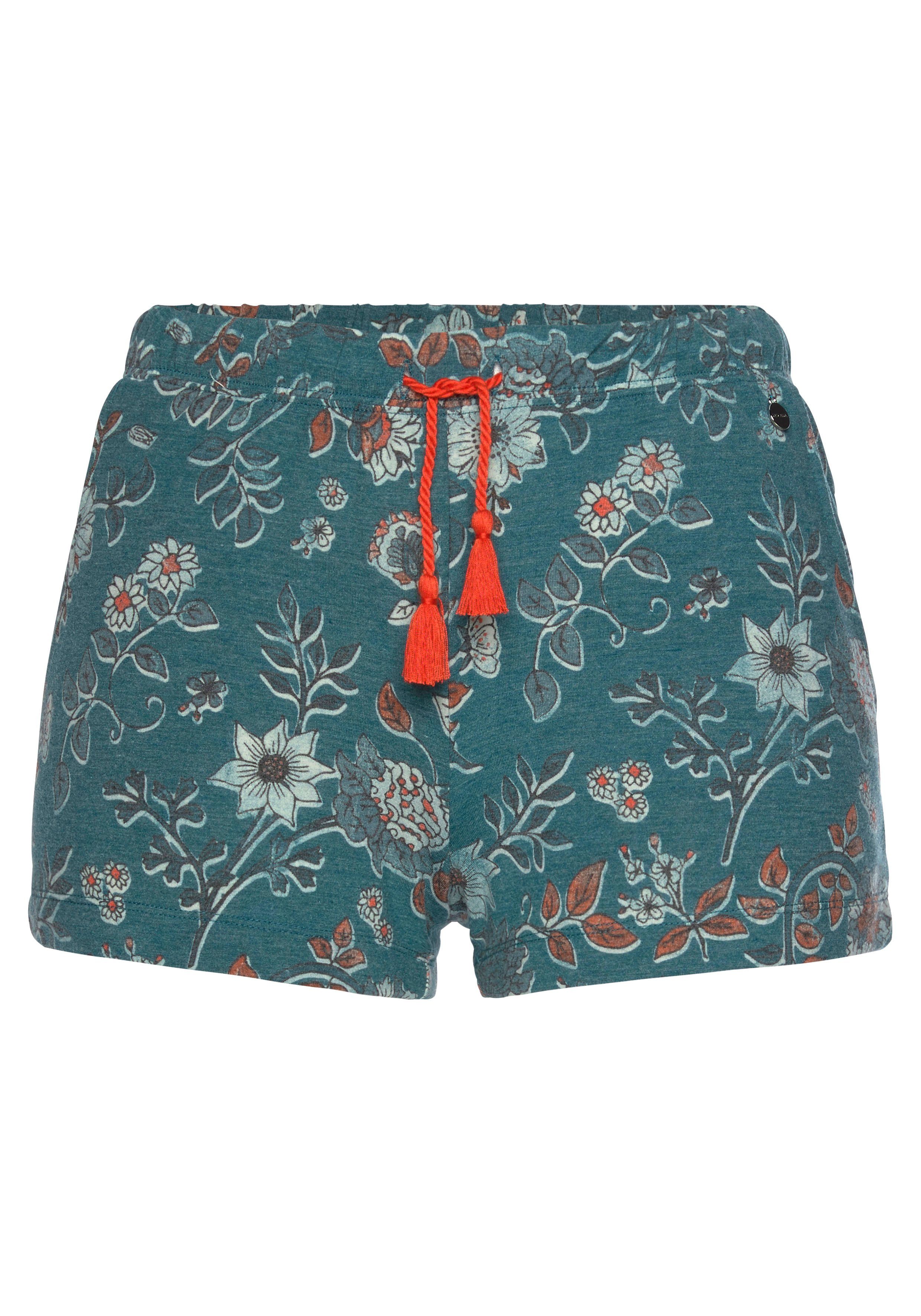 rauchblau Blumen im Schlafshorts Allover-Druck LASCANA