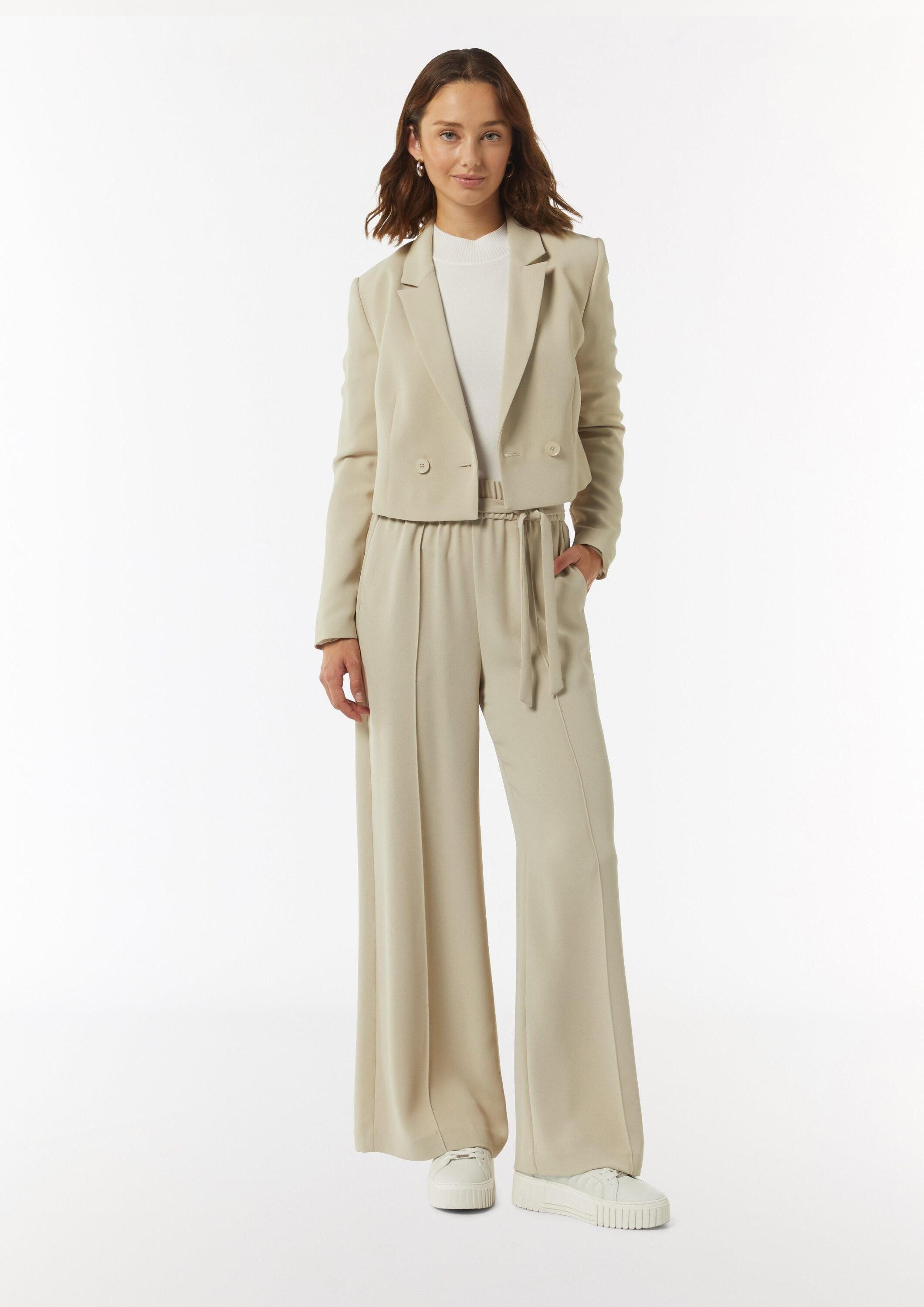 comma Chinos Hose Schlupfhose mit High Rise und weitem Bein