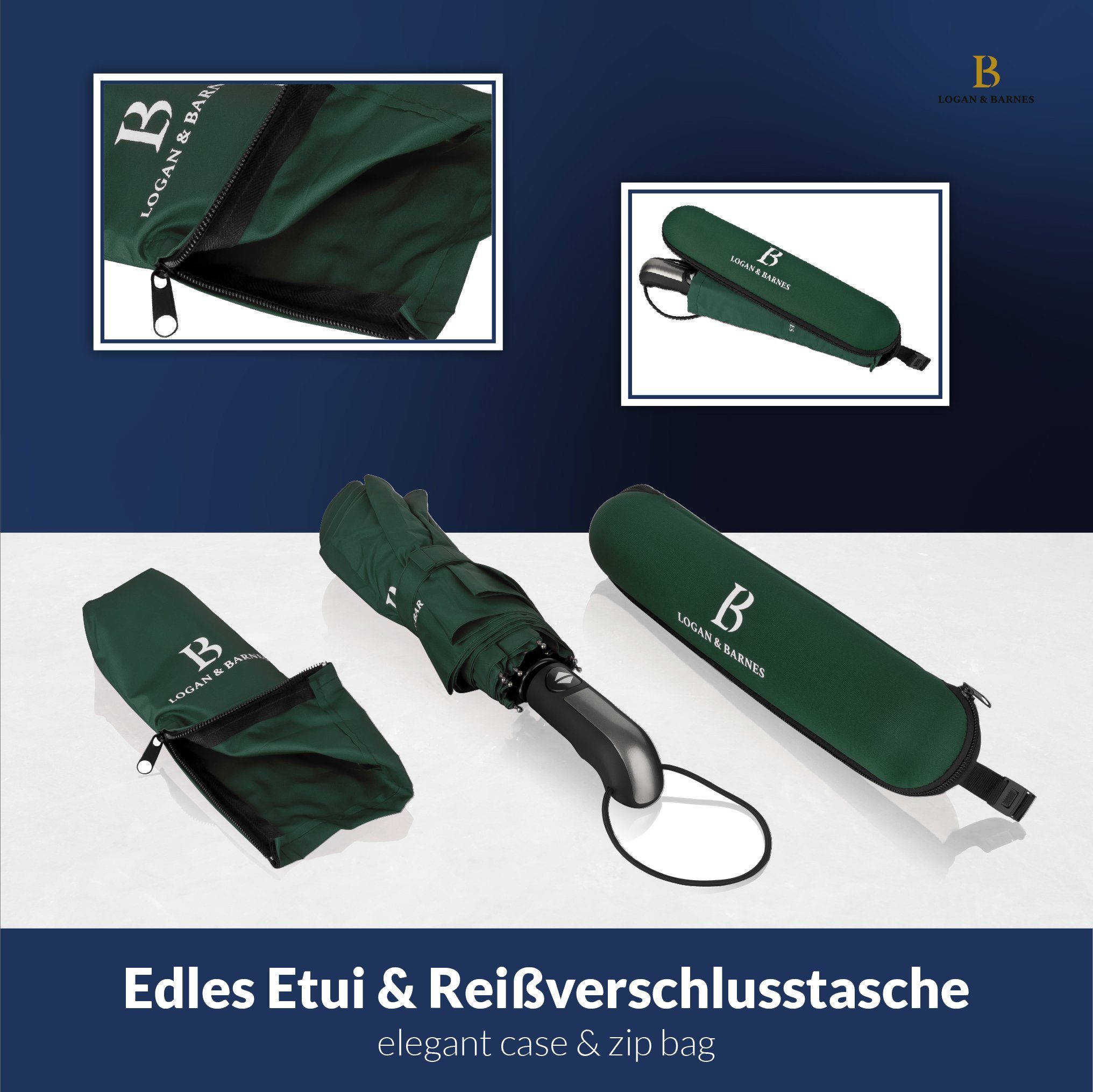 Logan & Barnes Taschenregenschirm Manchester – Bild 4 von 5