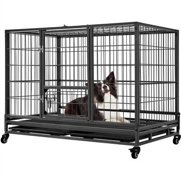 Yaheetech Hundekäfig, transportabler Haustierkäfig aus Eisenrohr 106x65x81 cm