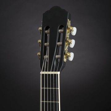 Almeria Konzertgitarre, CC 36 EQ Classic BK 4/4, Konzertgitarre Schwarz, Mit Tonabnehmer, Cutaway, Fichtendecke, Sapele Boden und Zargen, Mattes Finish, 19 Bünde, Ideal für Anfänger, CC 36 EQ Classic BK 4/4, Konzertgitarre, Tonabnehmer, Cutaway, Ficht