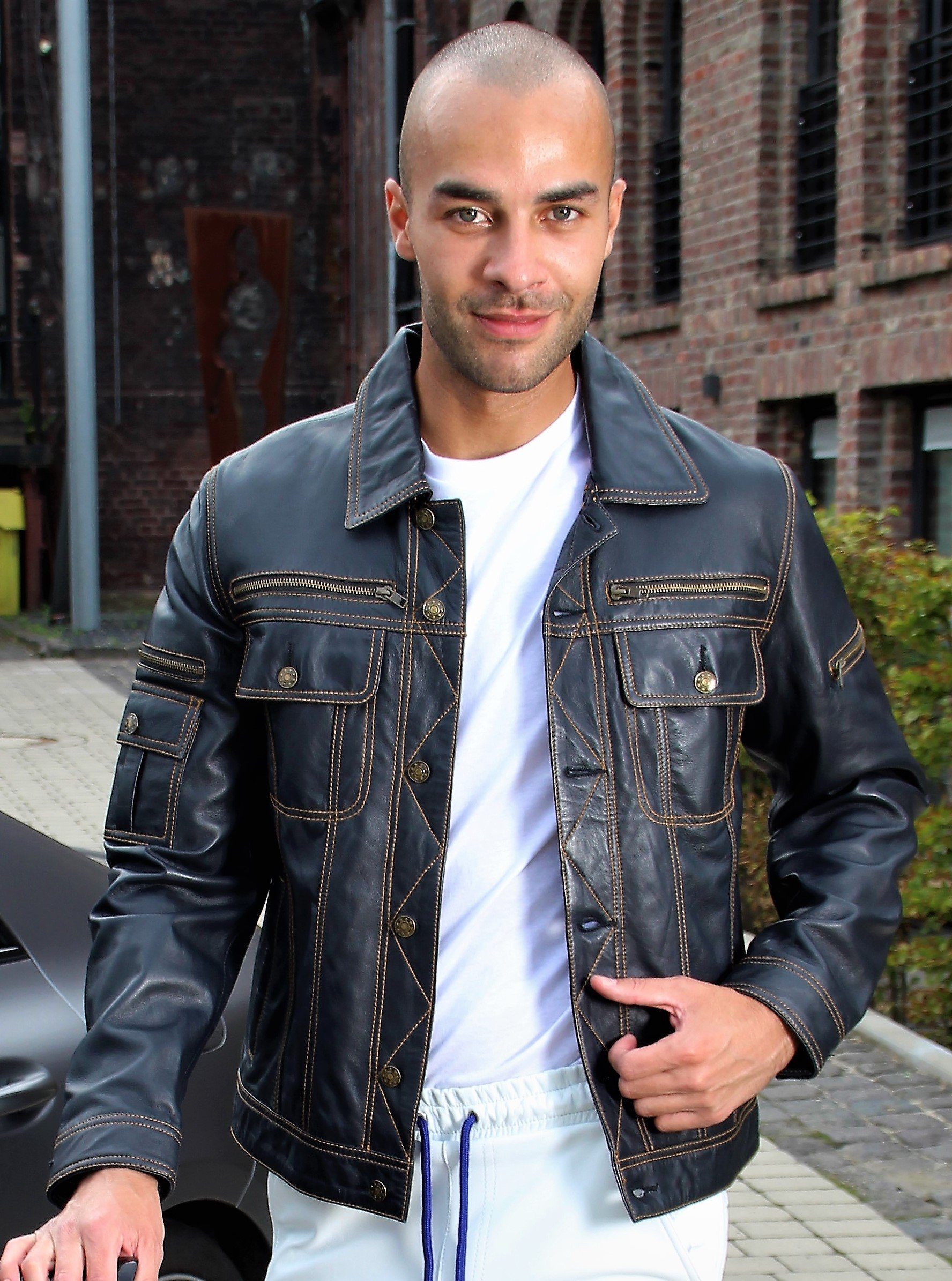 Be Noble Lederjacke Denver Jeansjacken Style, abgesetzte Nähte