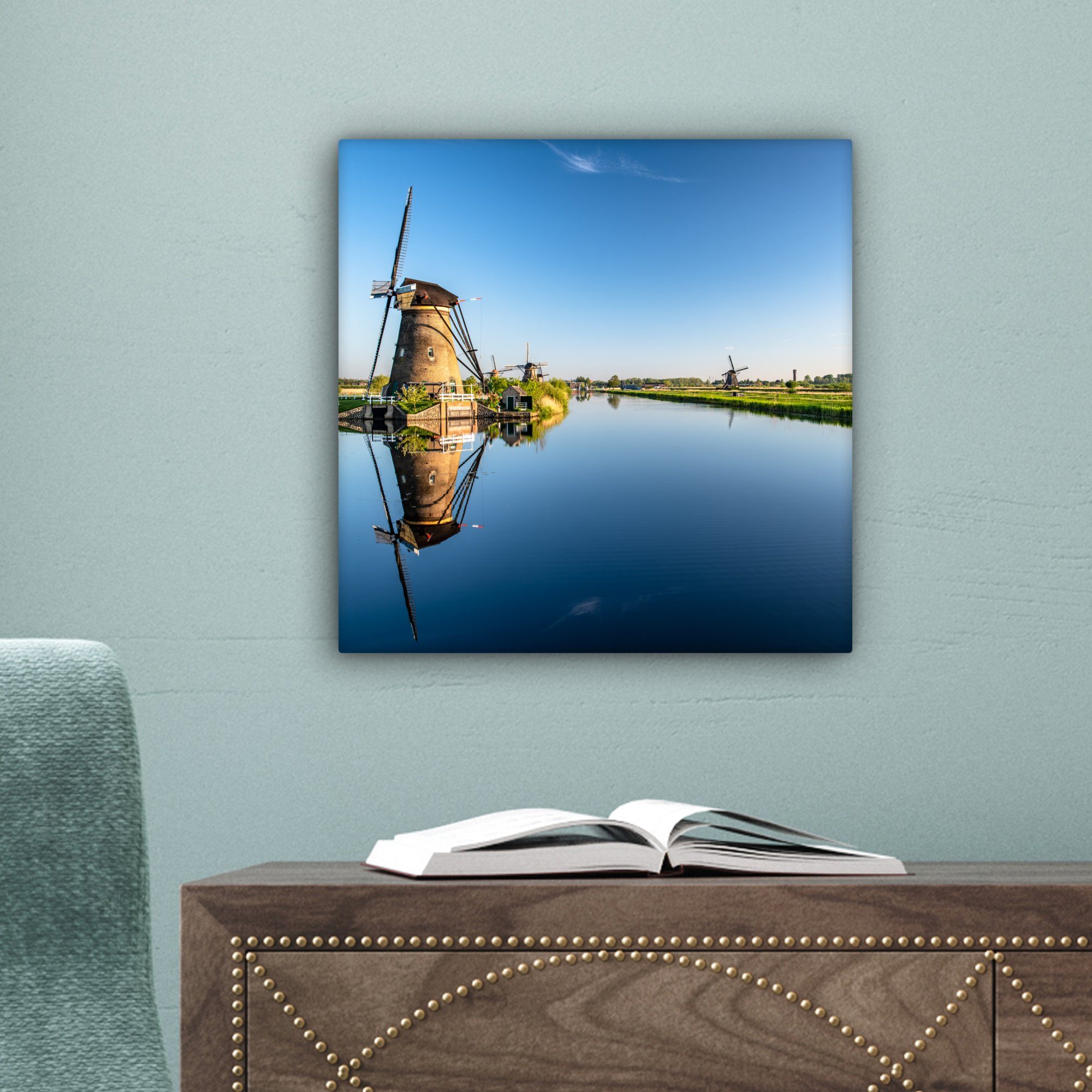 Wohnzimmer - Schlafzimmer (1 - OneMillionCanvasses® für Leinwand Leinwandbild St), Holland Mühlen Wasser, Bilder