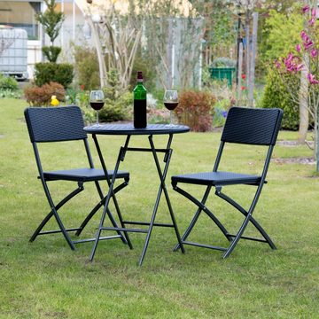 relaxdays Gartentisch Gartenmöbel Set BASTIAN 3-teilig, Schwarz