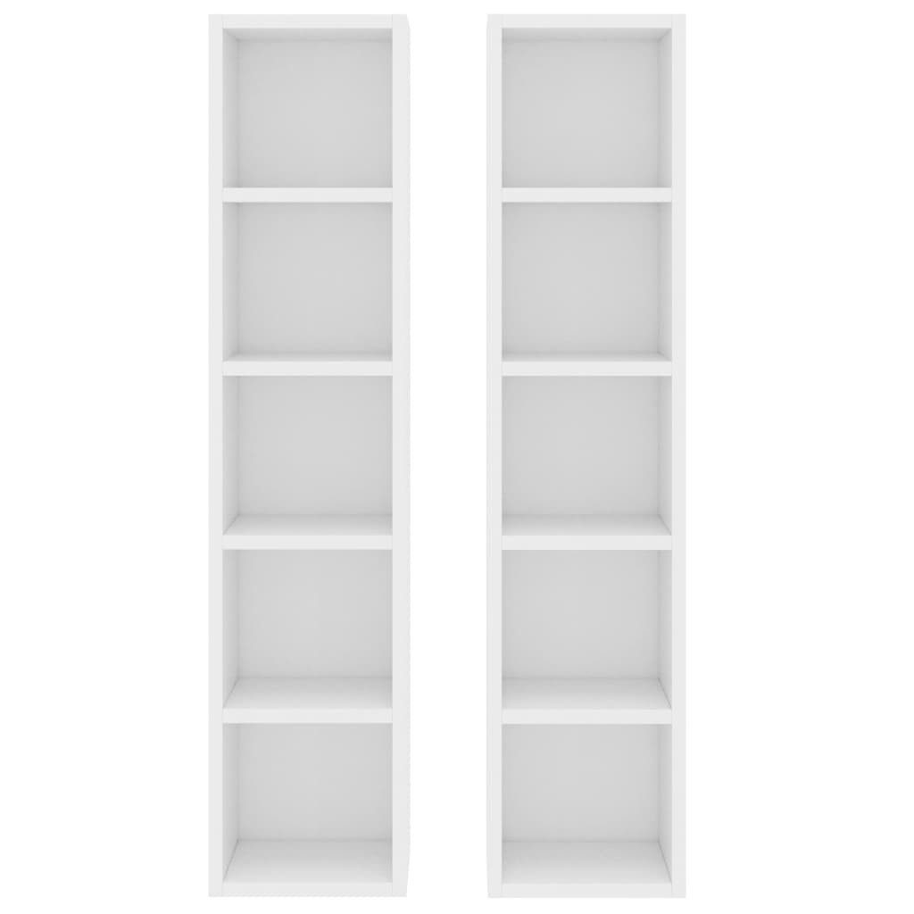 vidaXL Regal NA CD-Regale 2 Stk Weiß 21x16x93,5 cm Spanplatte Mediaaufbewahrung – Bild 4 von 5
