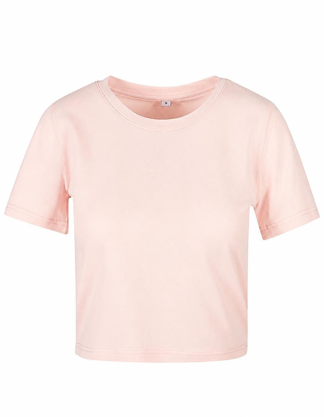 Build Your Brand Rundhalsshirt Damen Cropped Tee / Single Jersey / Kurz geschnitten