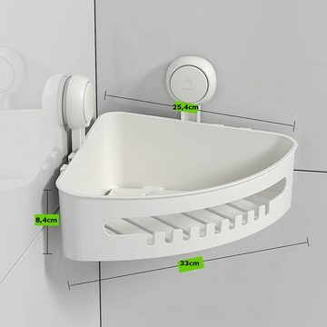 Elegear Duschablage Duschablage Badezimmer mit Saugnapf Haken für Ecke, 1-tlg., Dusche Ablage Max.10KG Belastbarkeit