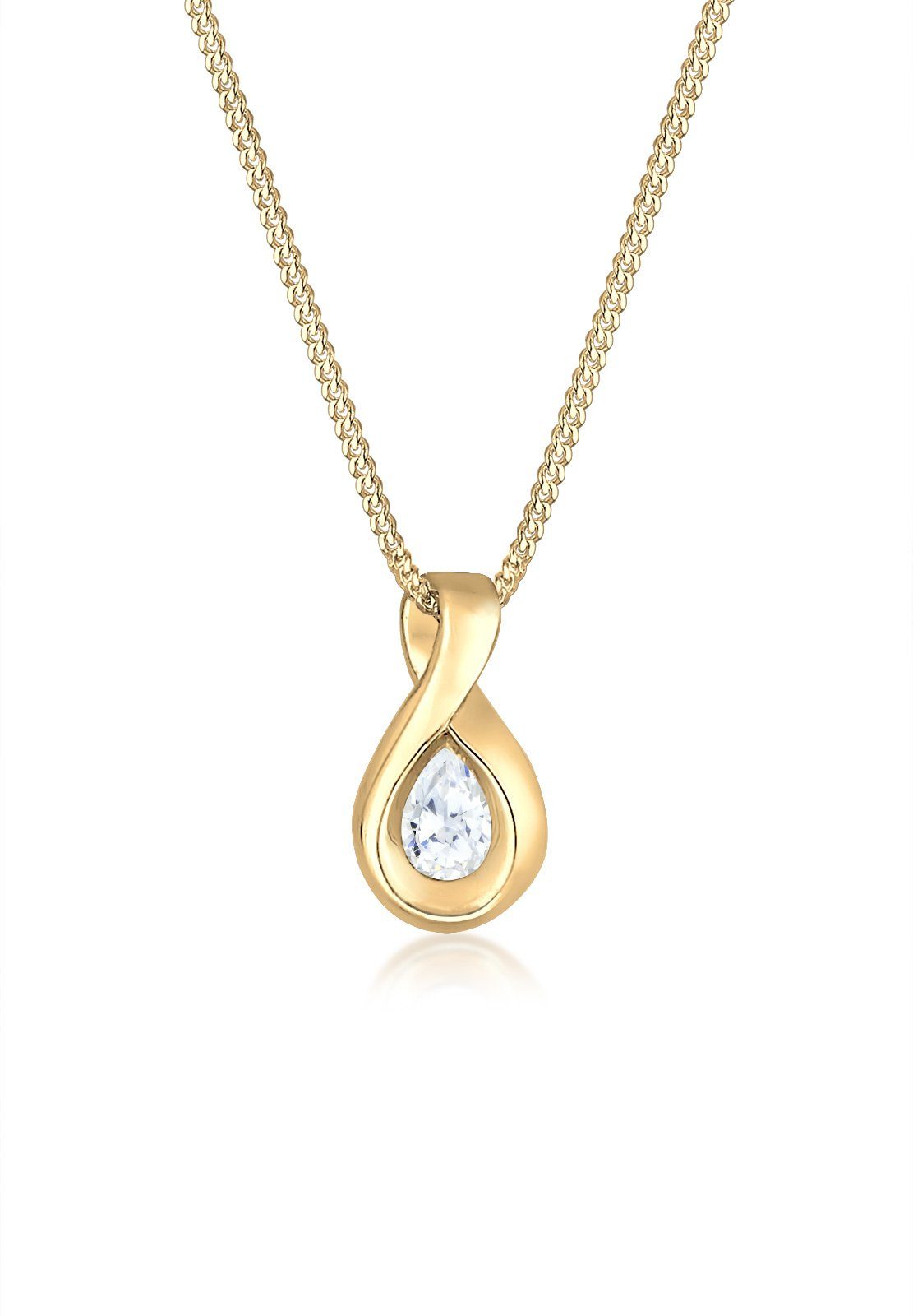 Premium 585 Infinity Infinity mit Elli Kette Unendlichkeit Zirkonia Anhänger Gelbgold,