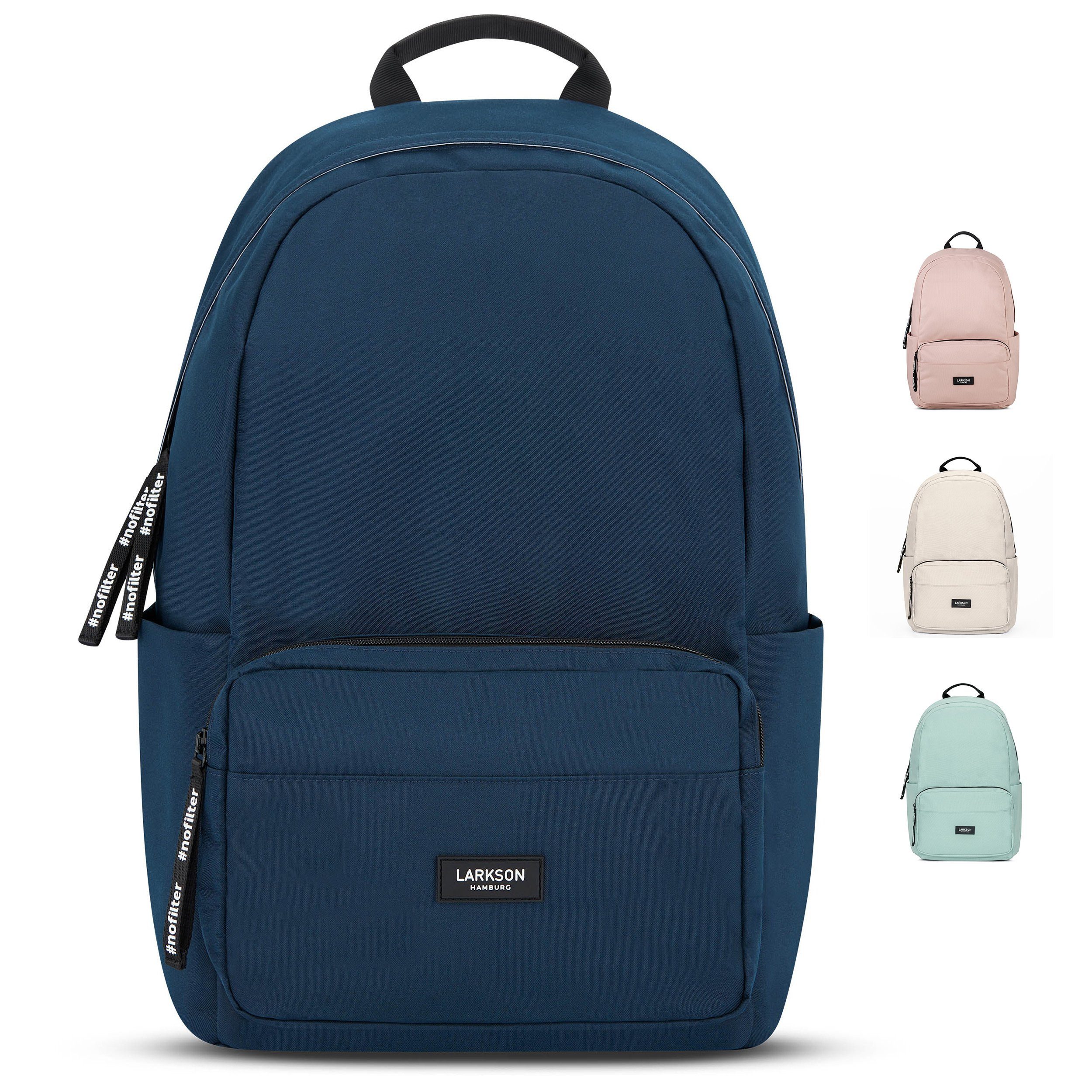 LARKSON Schulrucksack No 3 Rucksack (Keine Schule Seitentasche, Wasserabweisend Teenager Set), Jungen Mädchen Laptopfach, Dunkelblau