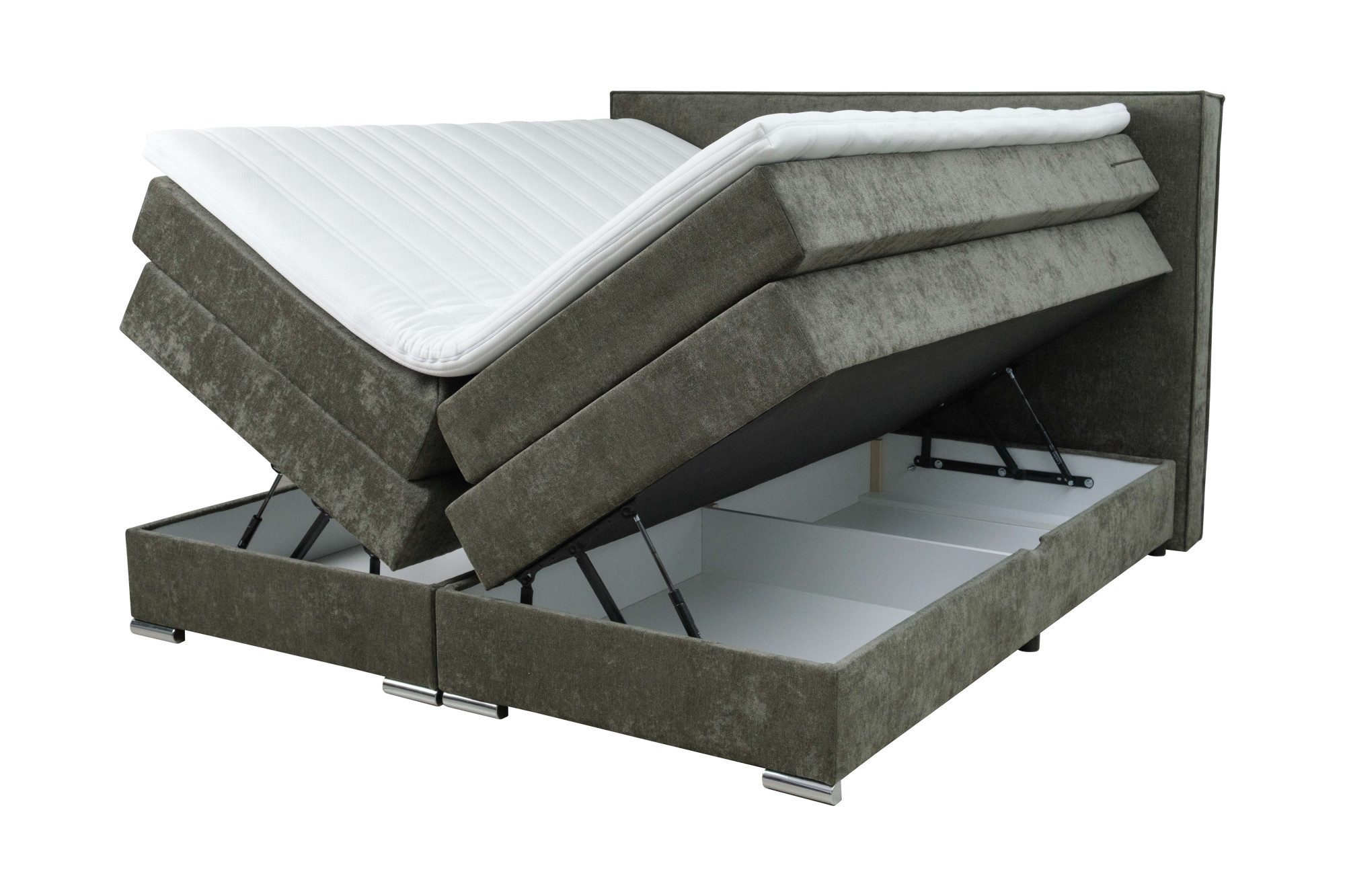 Home affaire Boxspringbett Romeo, Doppel- & Polsterbett, Federkernbett, Komfortbett, 160, 180 cm, inkl. 6 cm Topper, zwei Bettkästen, Taschen-Federkernmatratze in H4